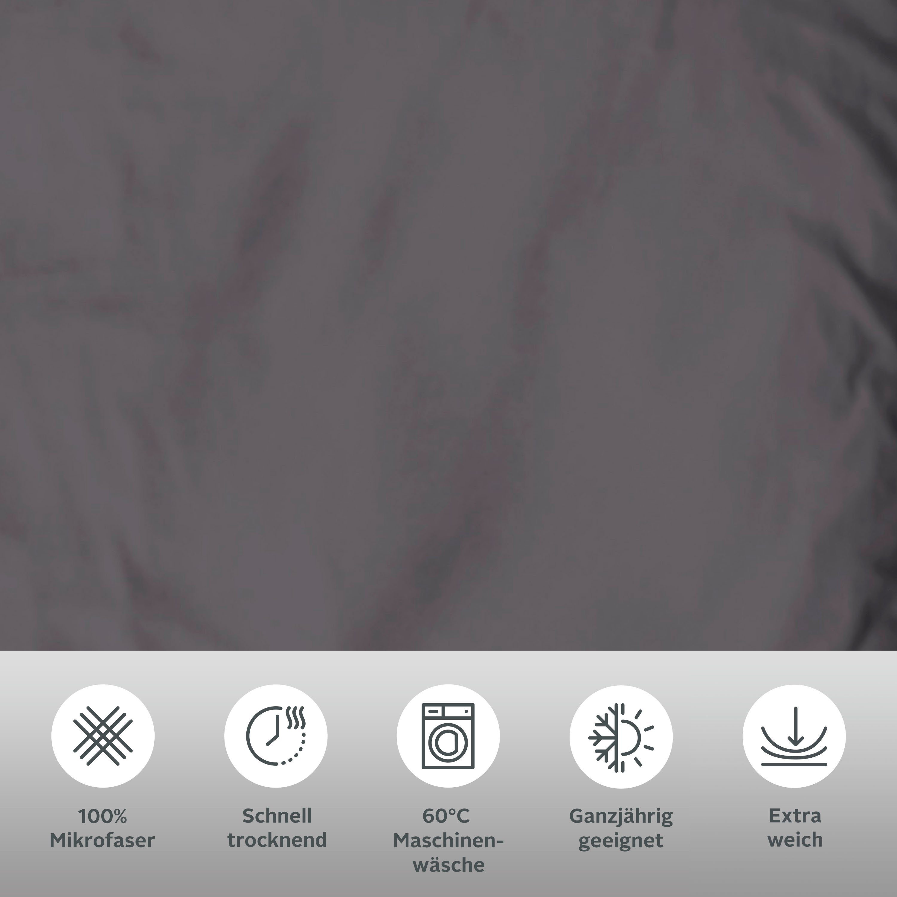 my home Overtrekset Desner Premium kwaliteit, 100 % polyester, zeer zacht, uni, vanaf 135x200 cm