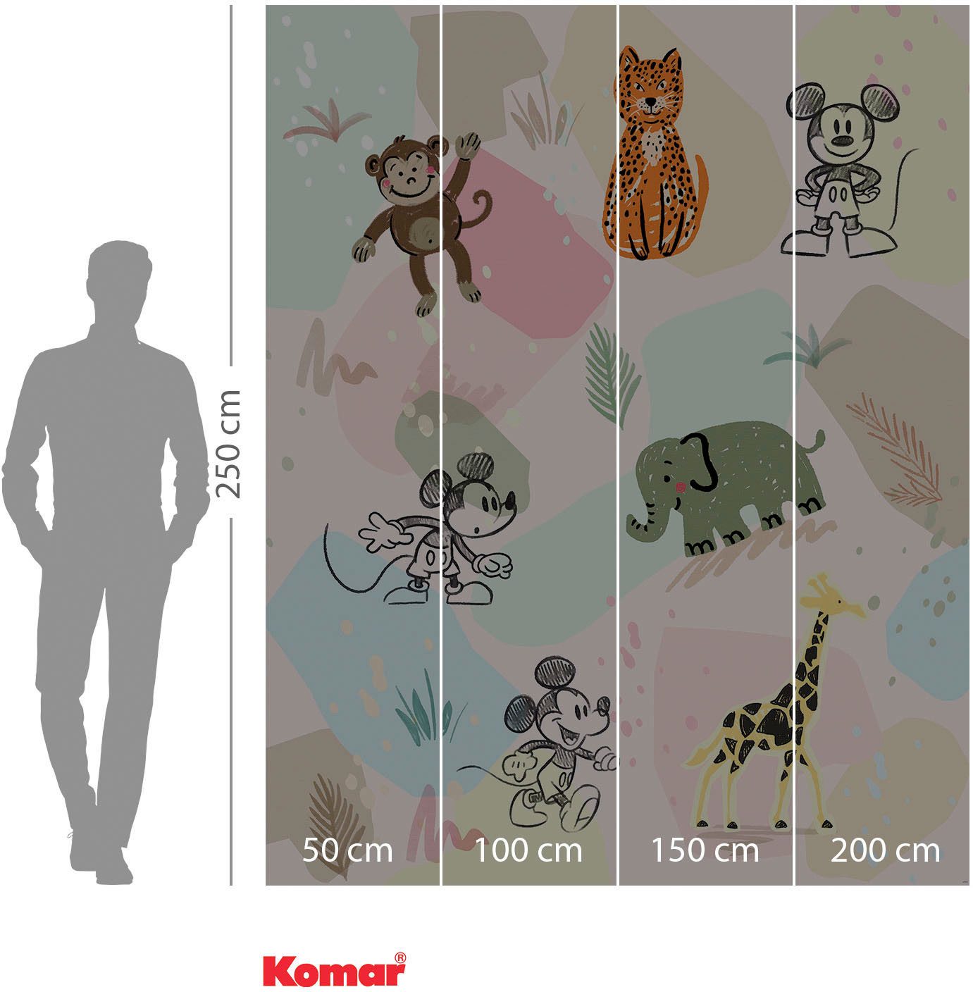 Komar Fotobehang Digitale print vlies - Mickey Safari - Afmeting 200 x 250 cm (1 stuk)
