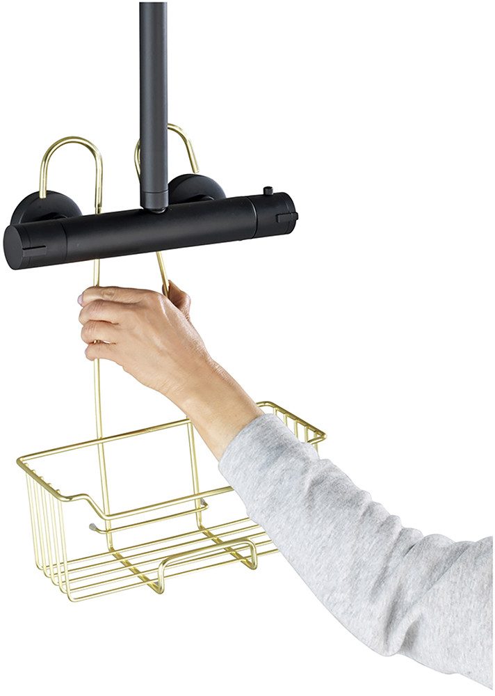 WENKO Badkamerrekje Modell Milo Douche-caddy om in te hangen zonder boren, rek van roestvrij staal