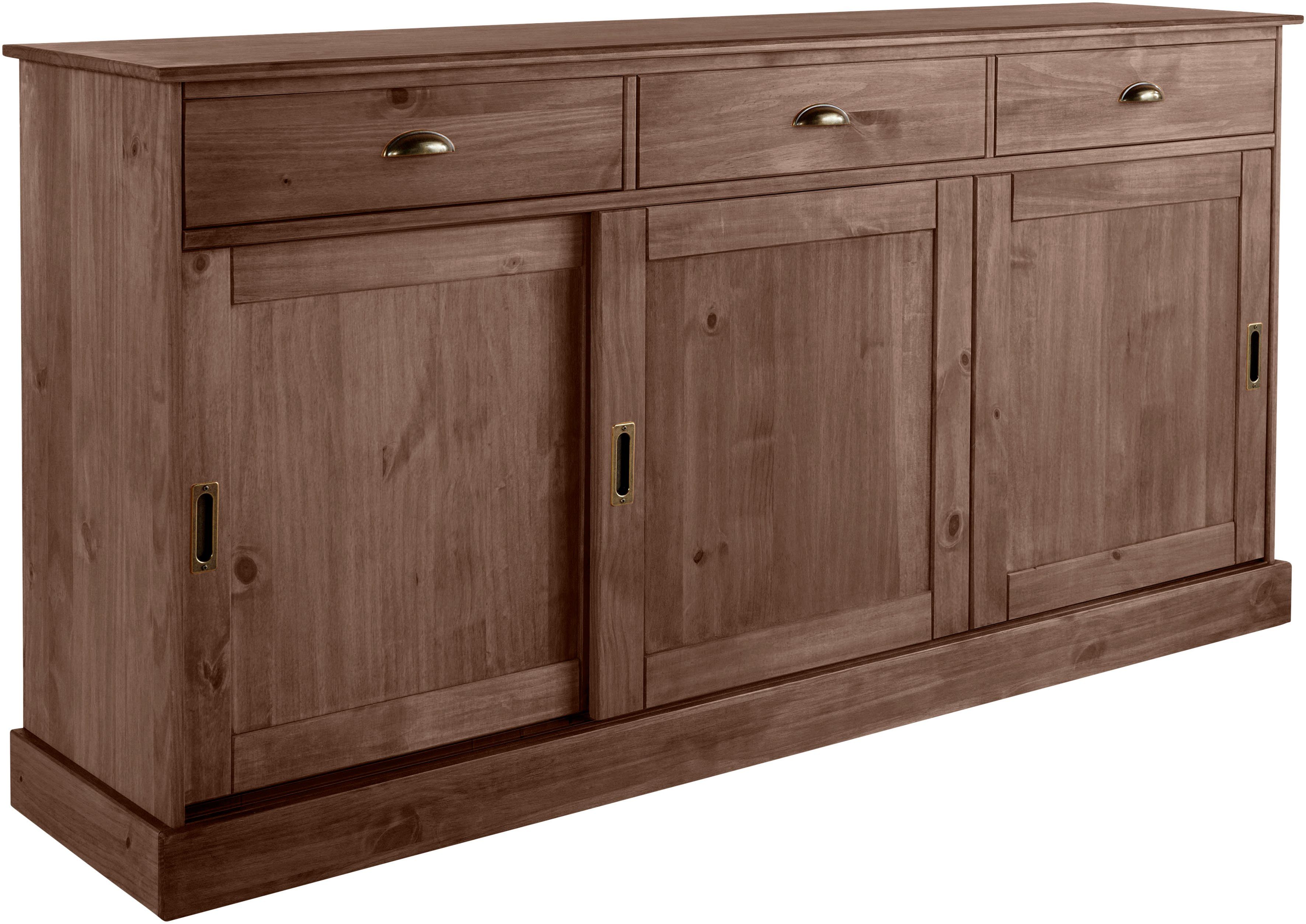 Home affaire Dressoir Schröder Commode, 3 schuifdeuren, 3 lades, van massief dennenhout