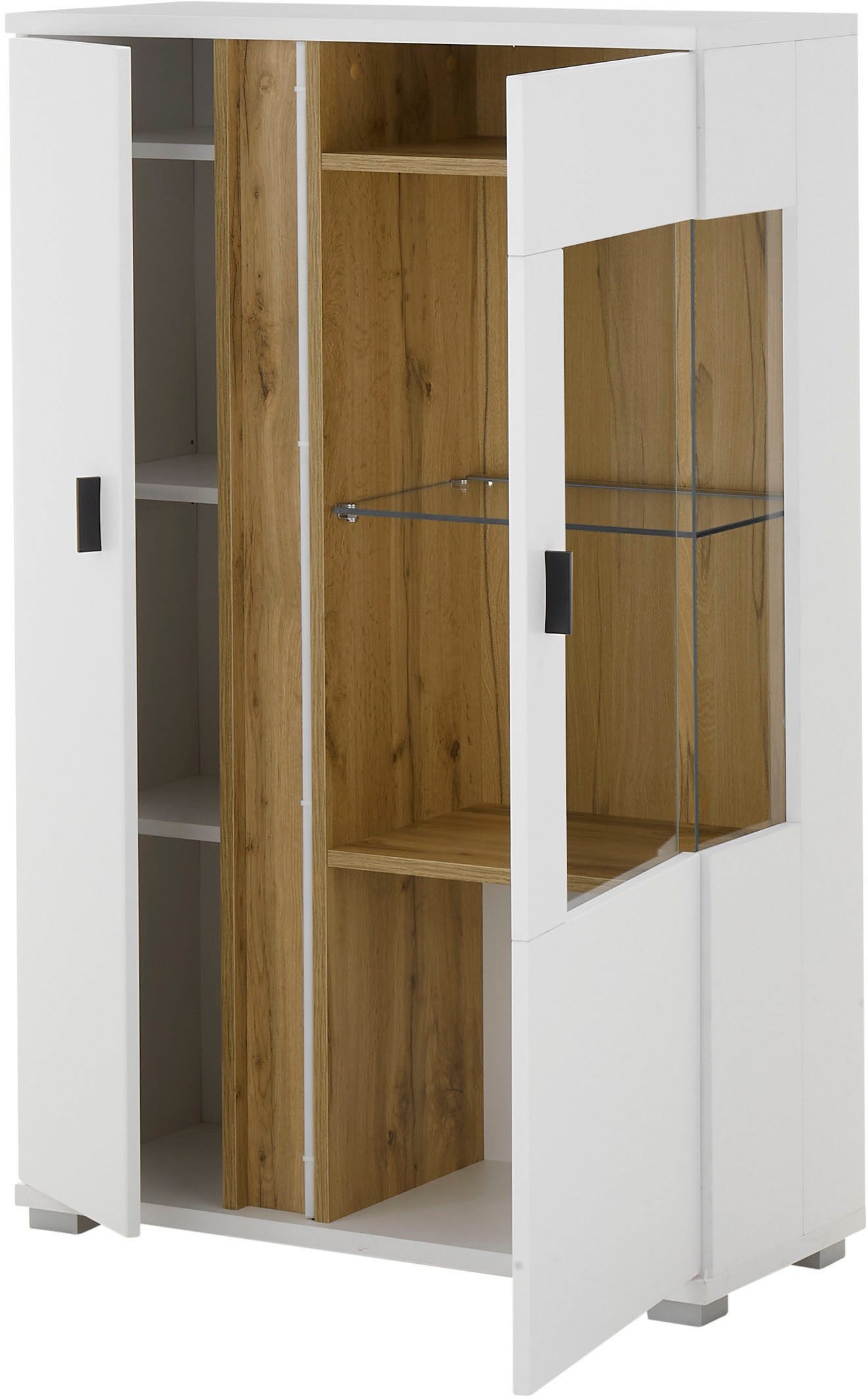 INOSIGN Vitrinekast LONG ISLAND, opberghangkast in moderne trendkleur, inclusief verticale verlichting, breedte 80 cm (1 stuk)
