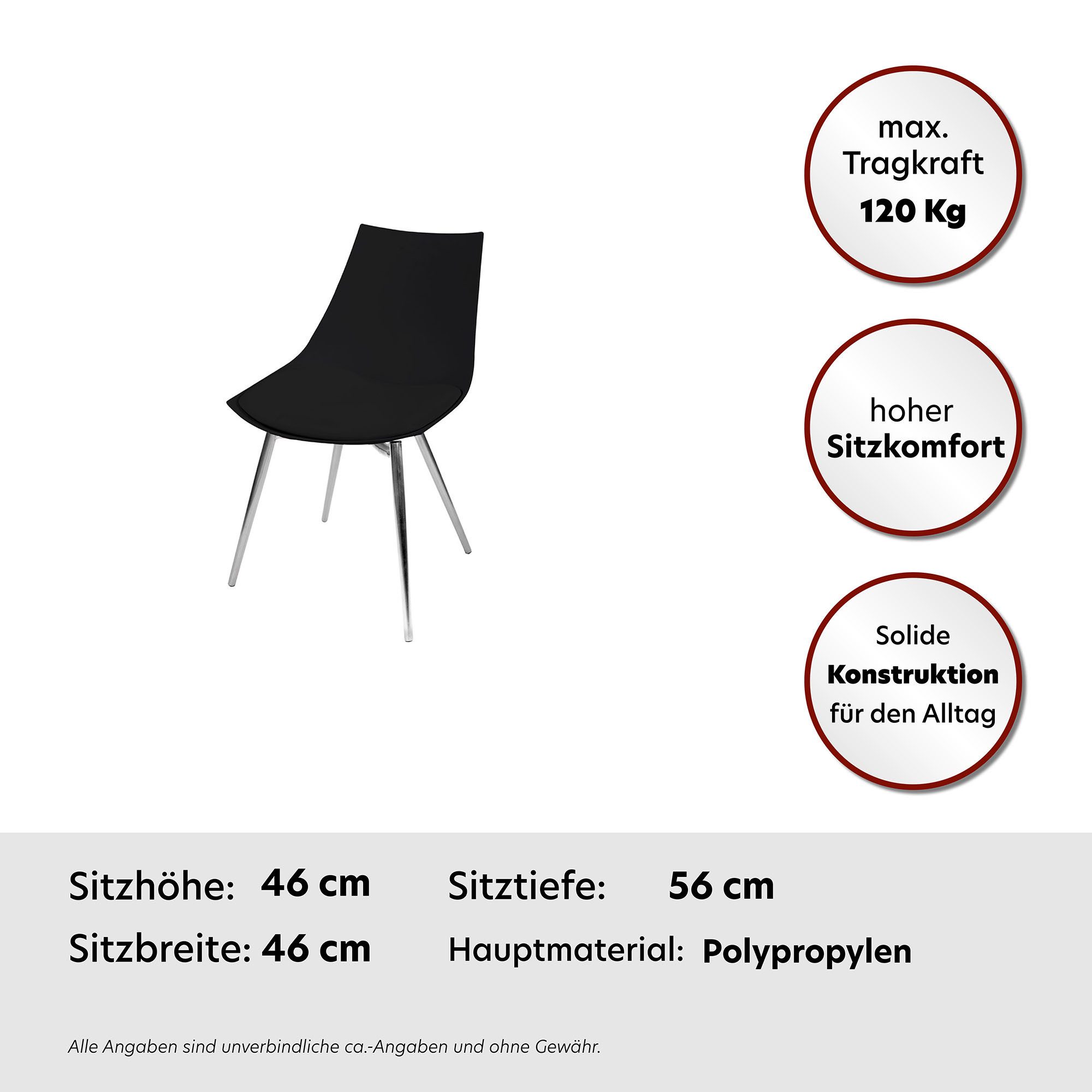 Kayoom Stoel Dakota 110 4-delige set, kunstleer bekleding, zitting van schuim ergonomisch, comfortabel, onderhoudsvriendelijk, kunstlederen bekleding