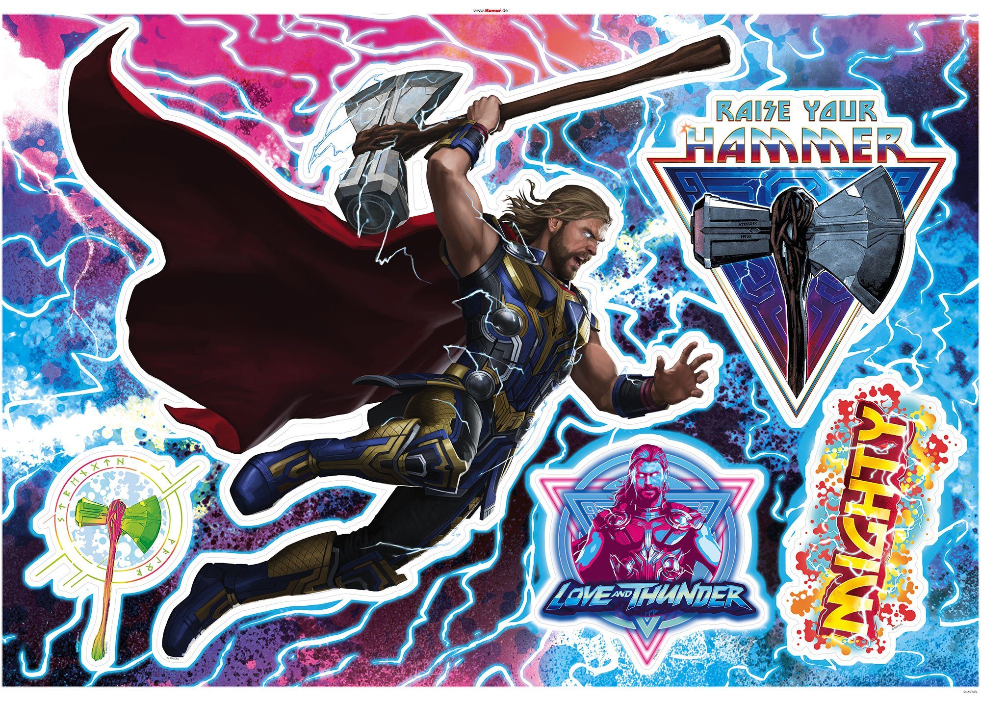 Komar Wandfolie Thor4 - Mighty Thor - afm. 100 x 70 cm wandstickers multicolor