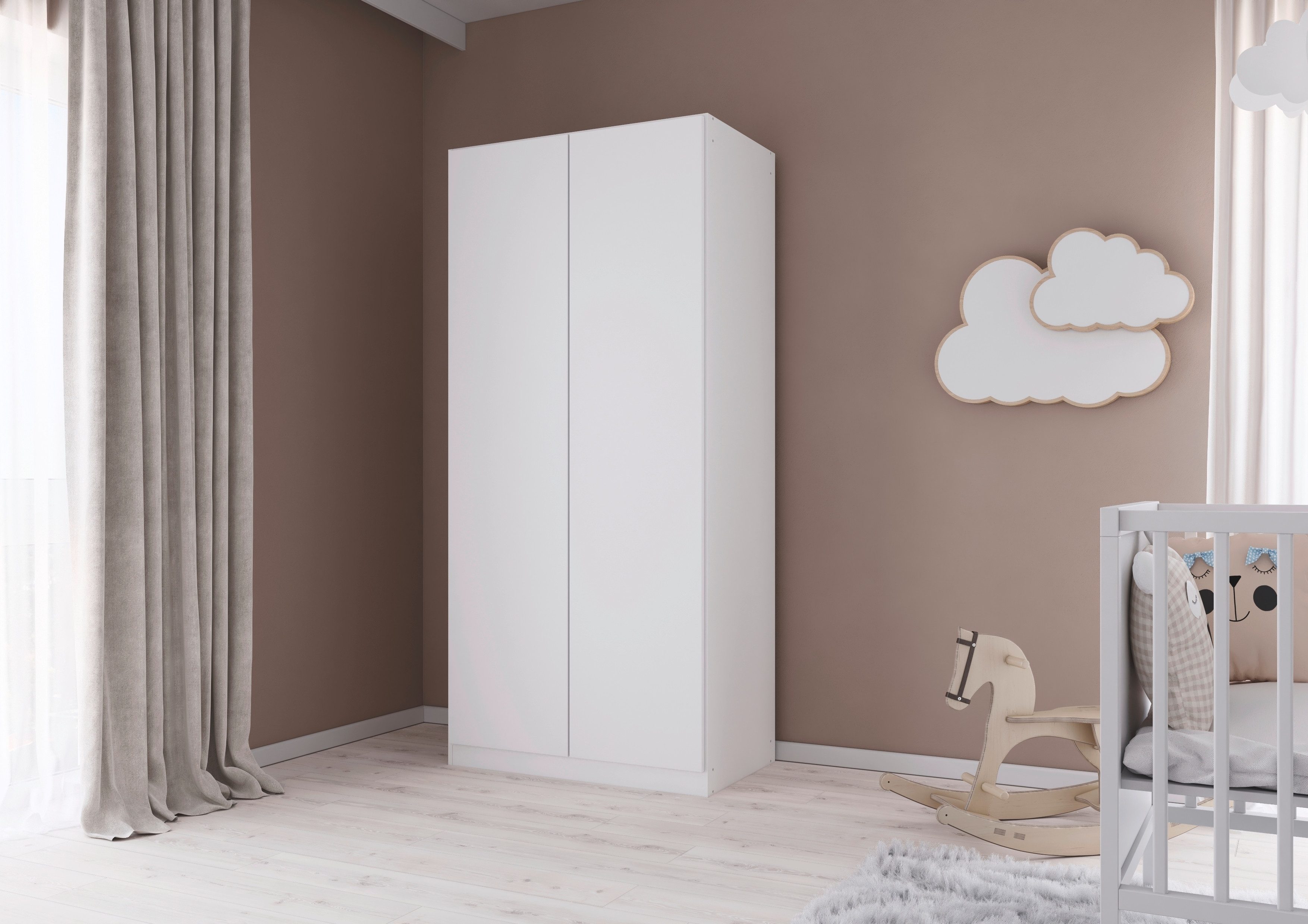 rauch Draaideurkast Kledingkast kast garderobe waskast COSTA breedte 91 cm met greeploze voorkant en push-to-open functie made in germany