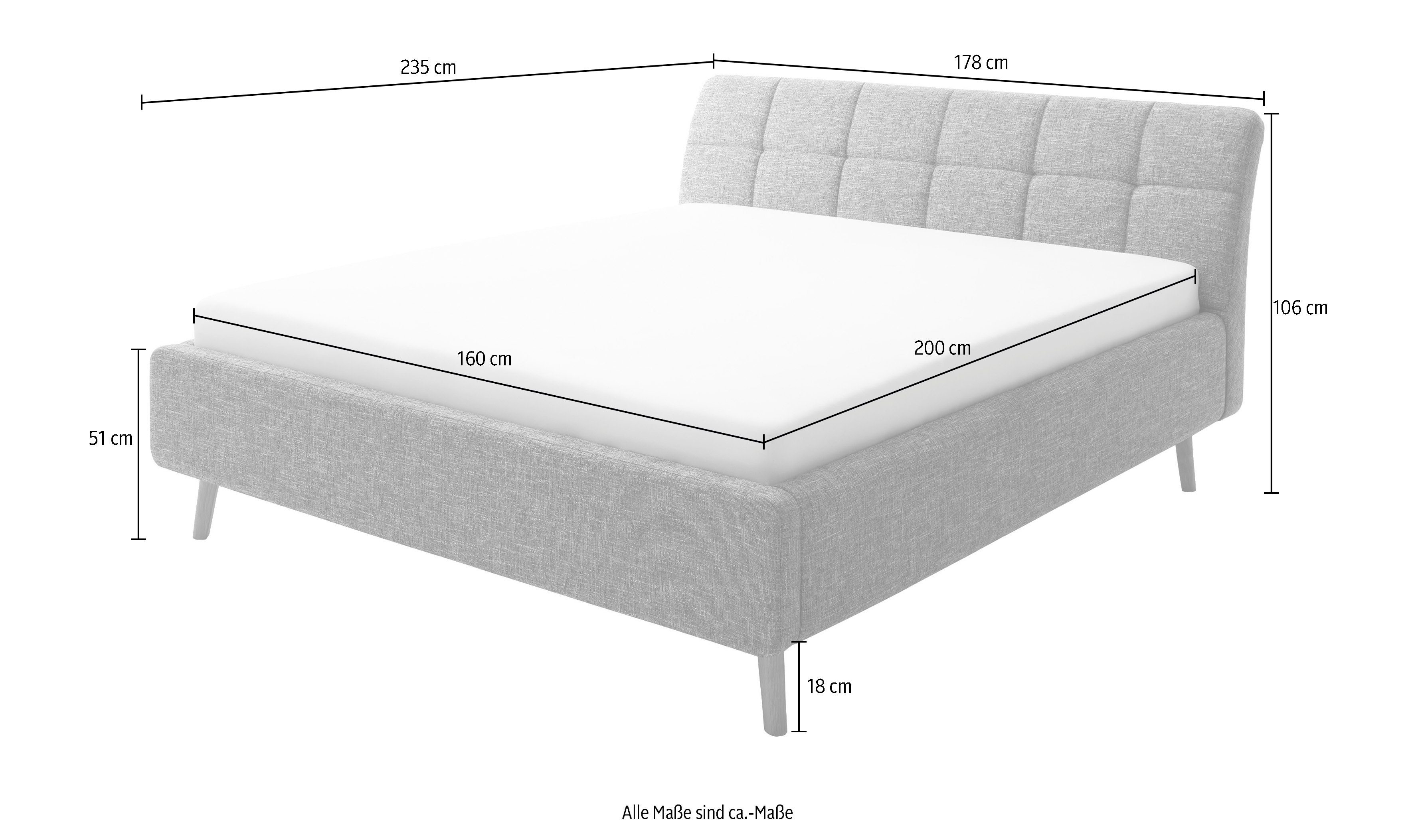 meise.möbel Gestoffeerd bed Mila met bedkist
