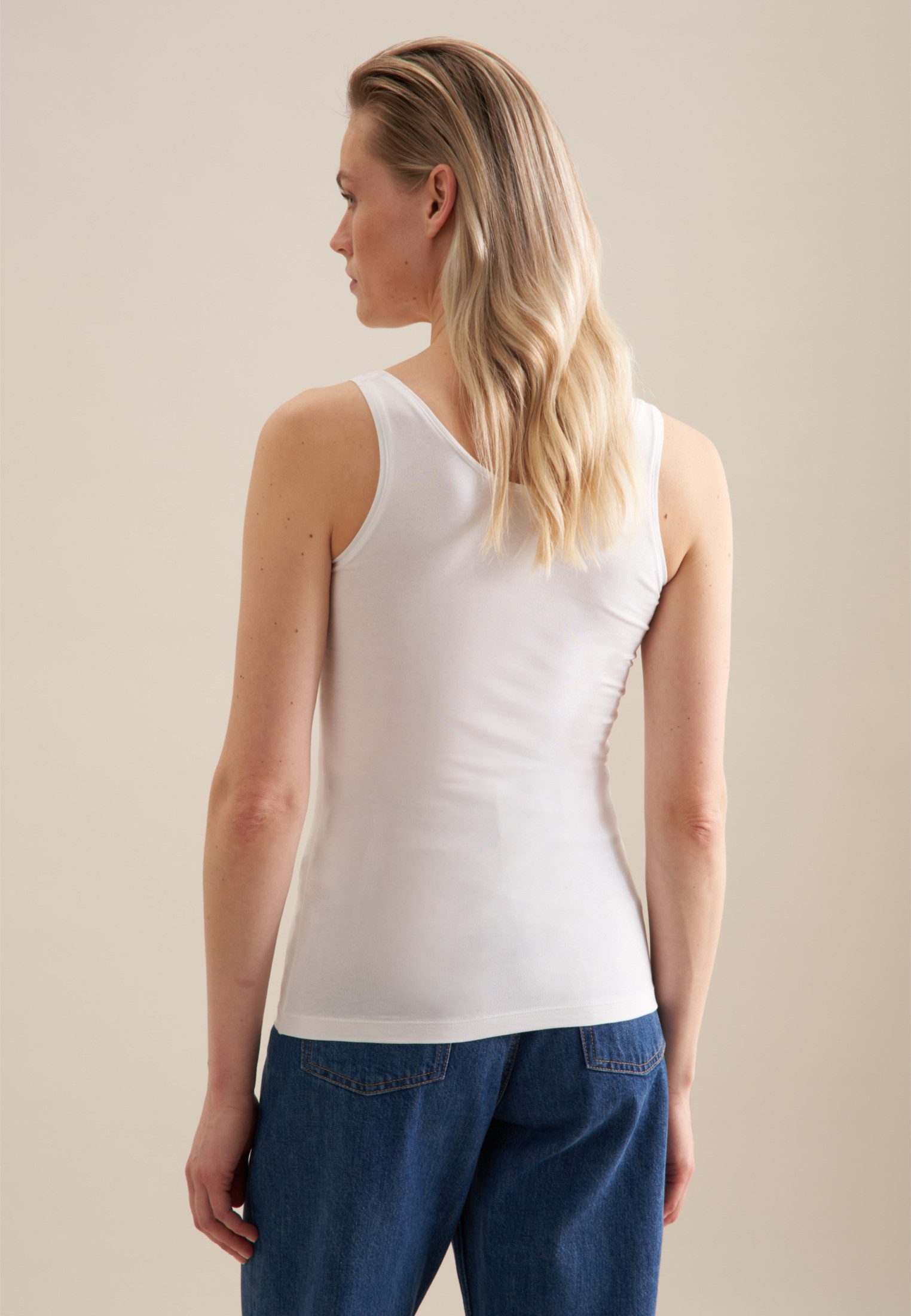 seidensticker Shirttop Zwarte roos Zonder mouwen ronde hals