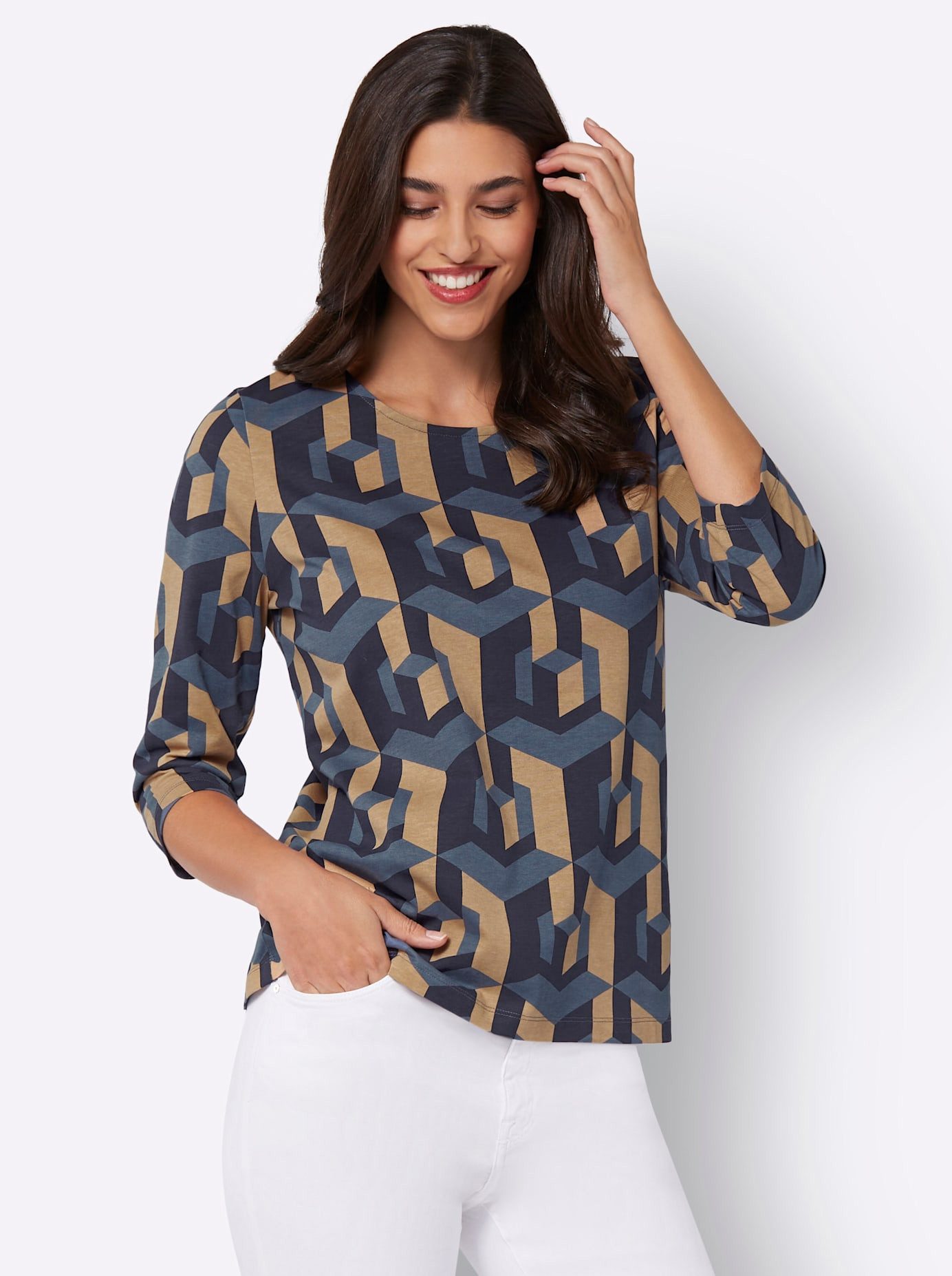 Classic Basics Shirt met ronde hals Shirt met 3/4-mouwen (1-delig)