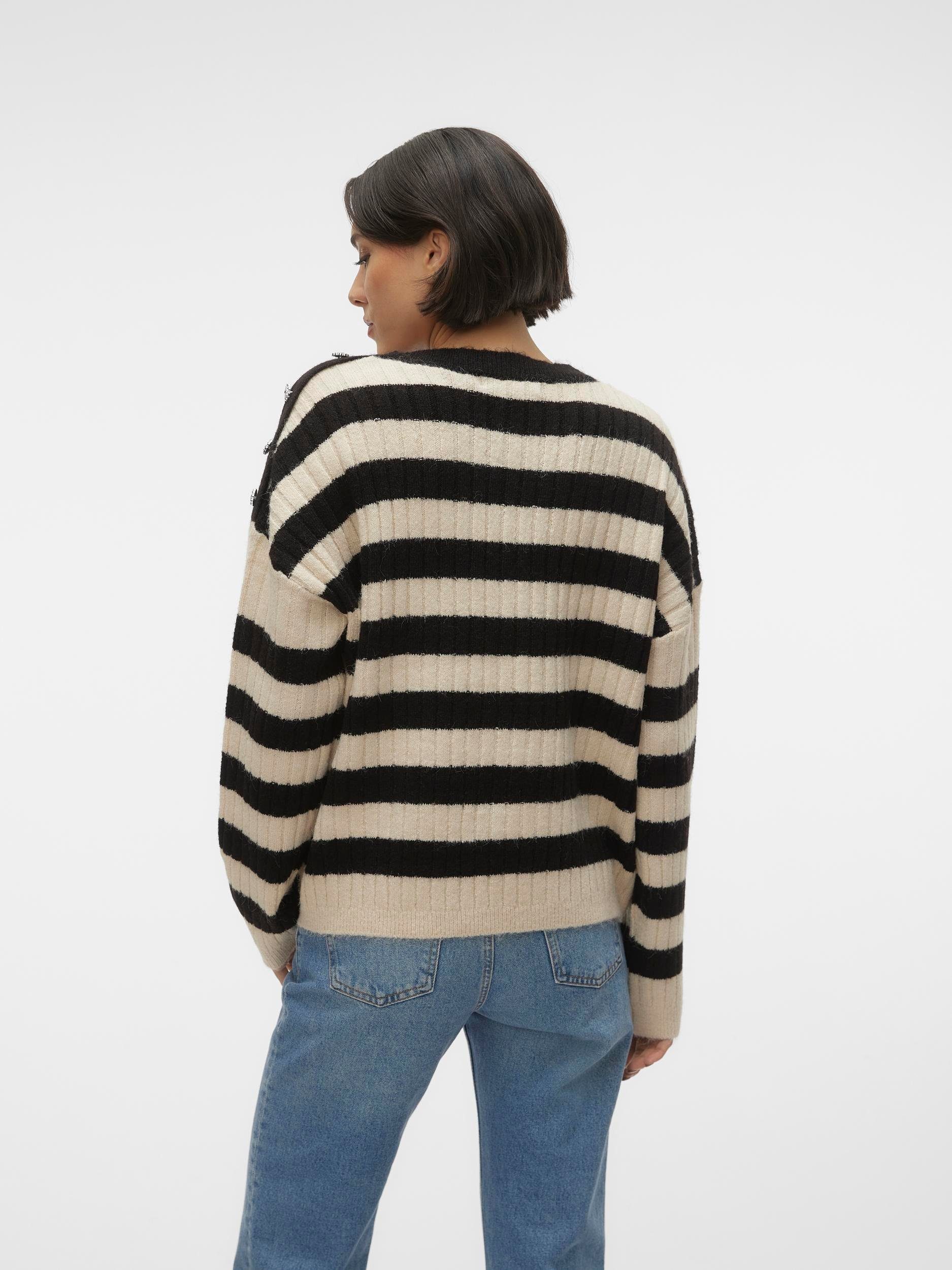 Vero Moda Trui met ronde hals VMELYA LS O-NECK BUTTON PULLOVER GA BOO