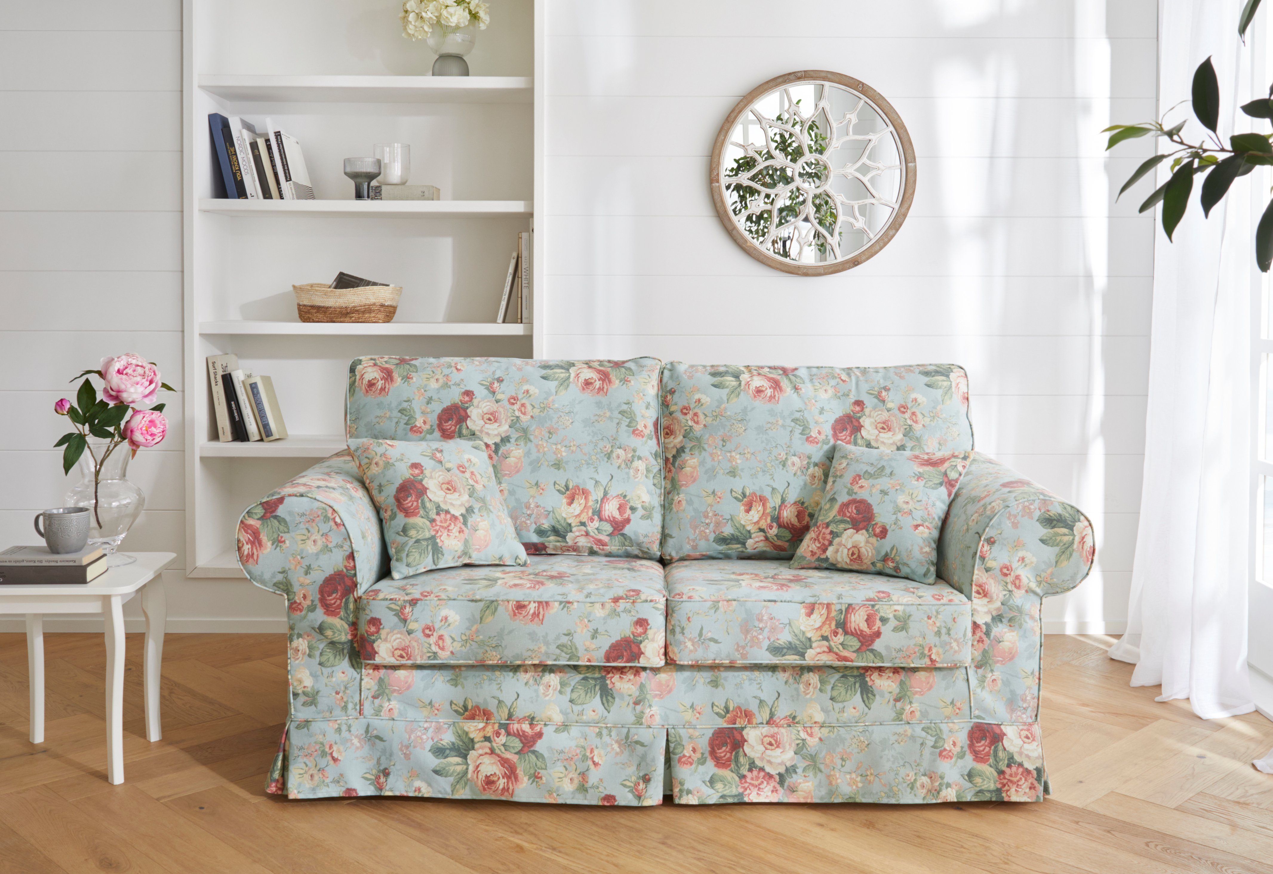 Home affaire 2-zitsbank Shadmoor Hoezen-look, in uni of met bloemenprint