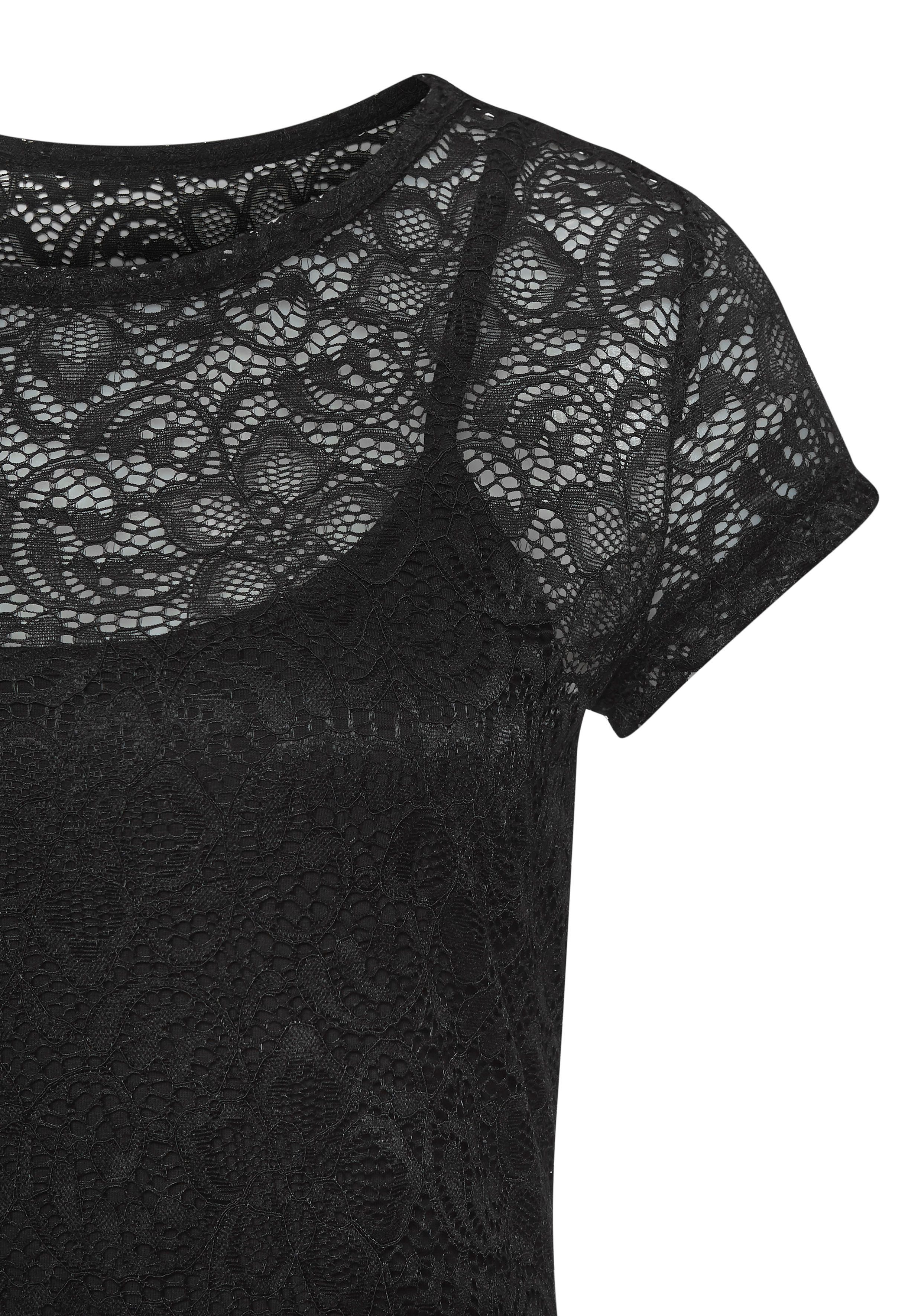 Lascana Kanten shirt met bloemmotief (set, +Top)