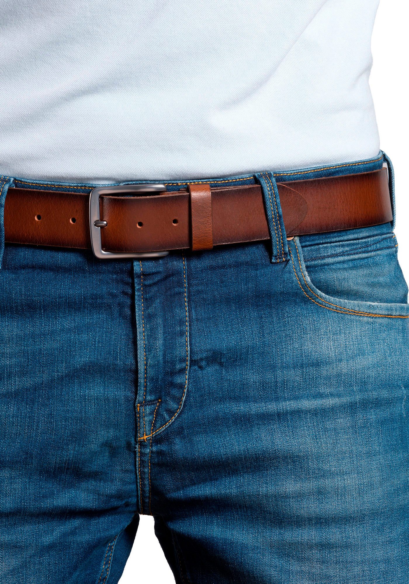 MONTI Leren riem Boston in rustieke look