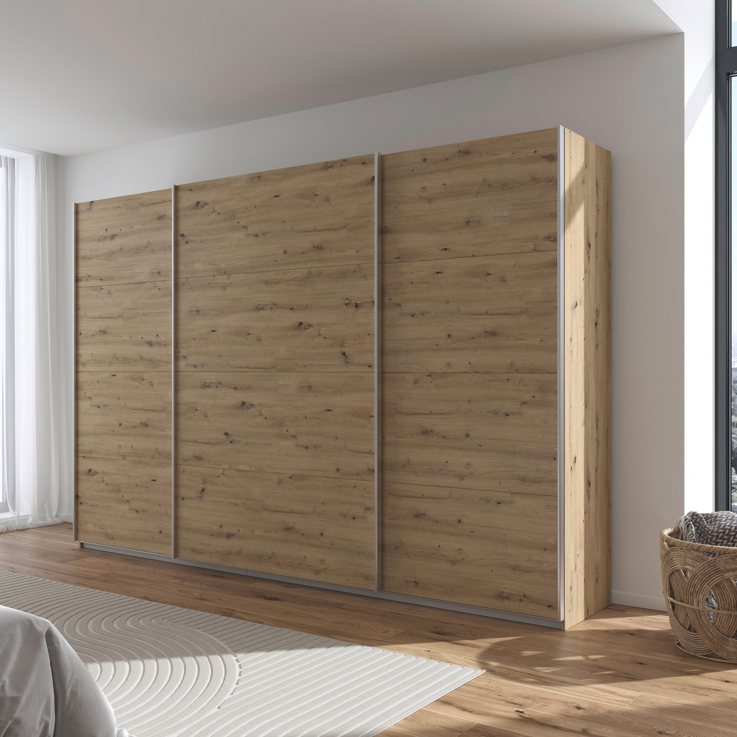 rauch Schuifdeurkast Kledingkast kast garderobe AGORDO met decor- of hoogglansfront doordachte binnenuitrusting, in 4 breedtes en 2 hoogtes made in germany