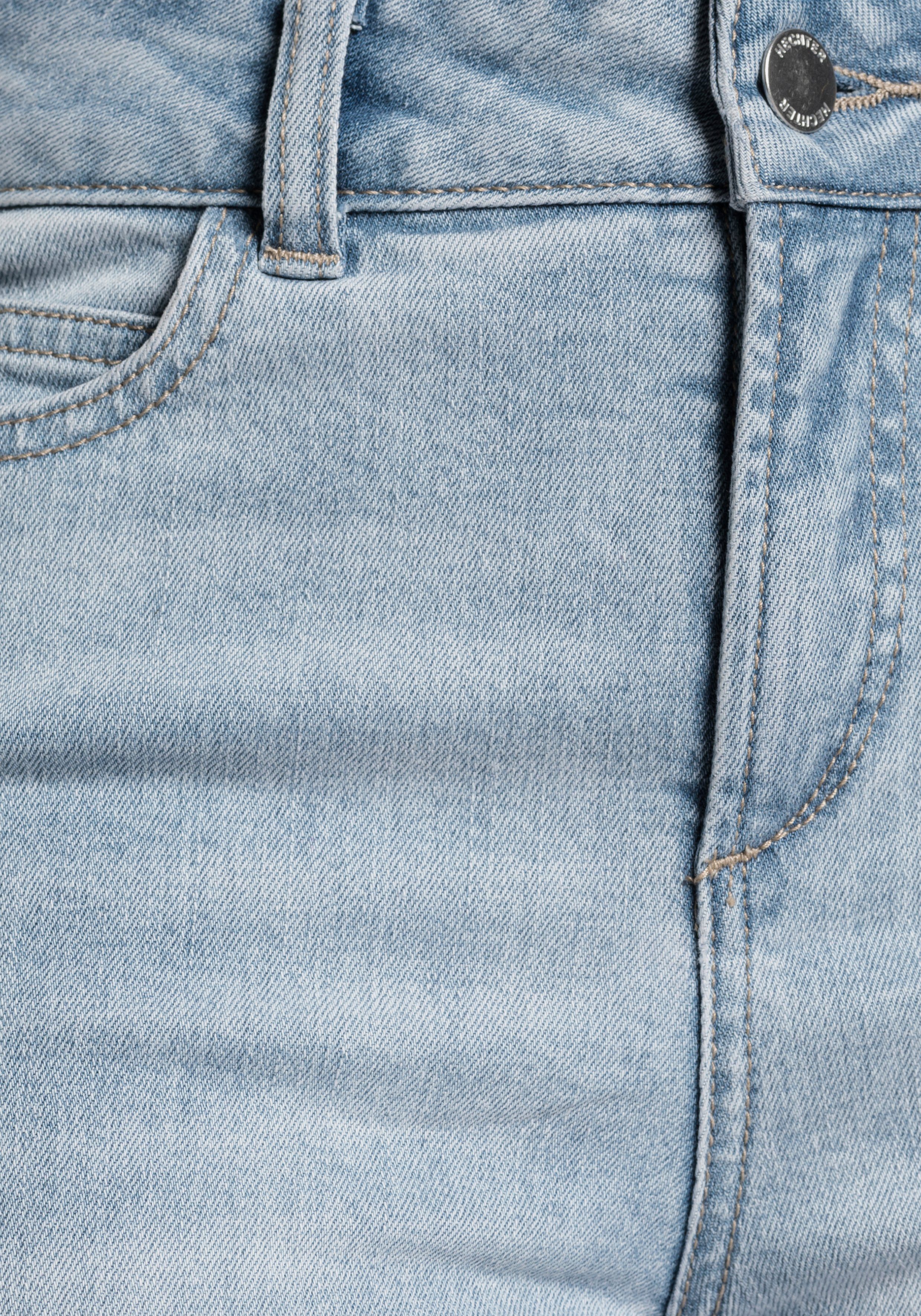 HECHTER PARIS Skinny fit jeans hoge taille, enkel-lang, elastische twill-stof, used-wassing