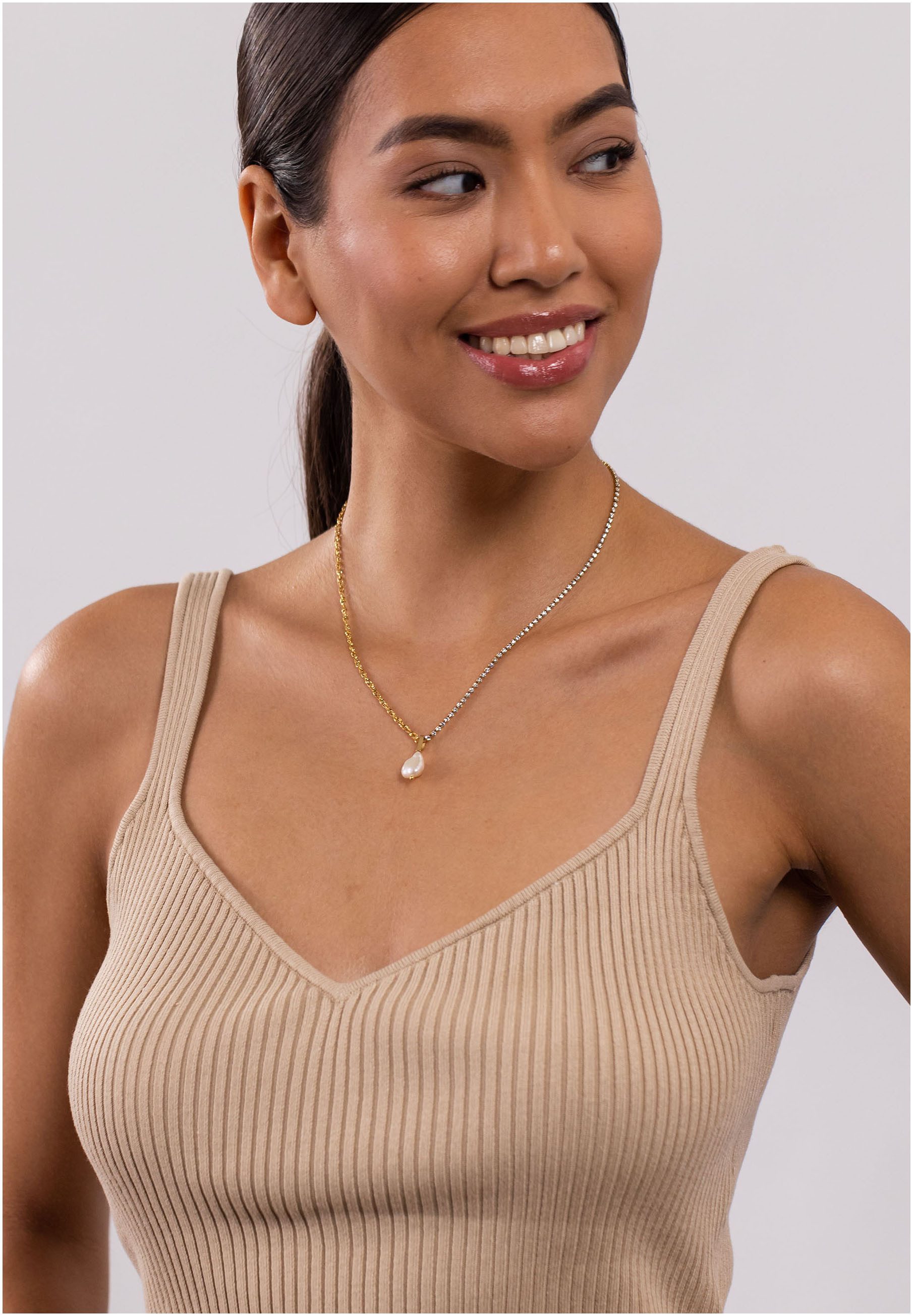 Purelei Ketting met hanger Sieraad cadeau Elua glitter, 2108 met zirkoontjes (synth.) - met zoetwater-cultivéparel