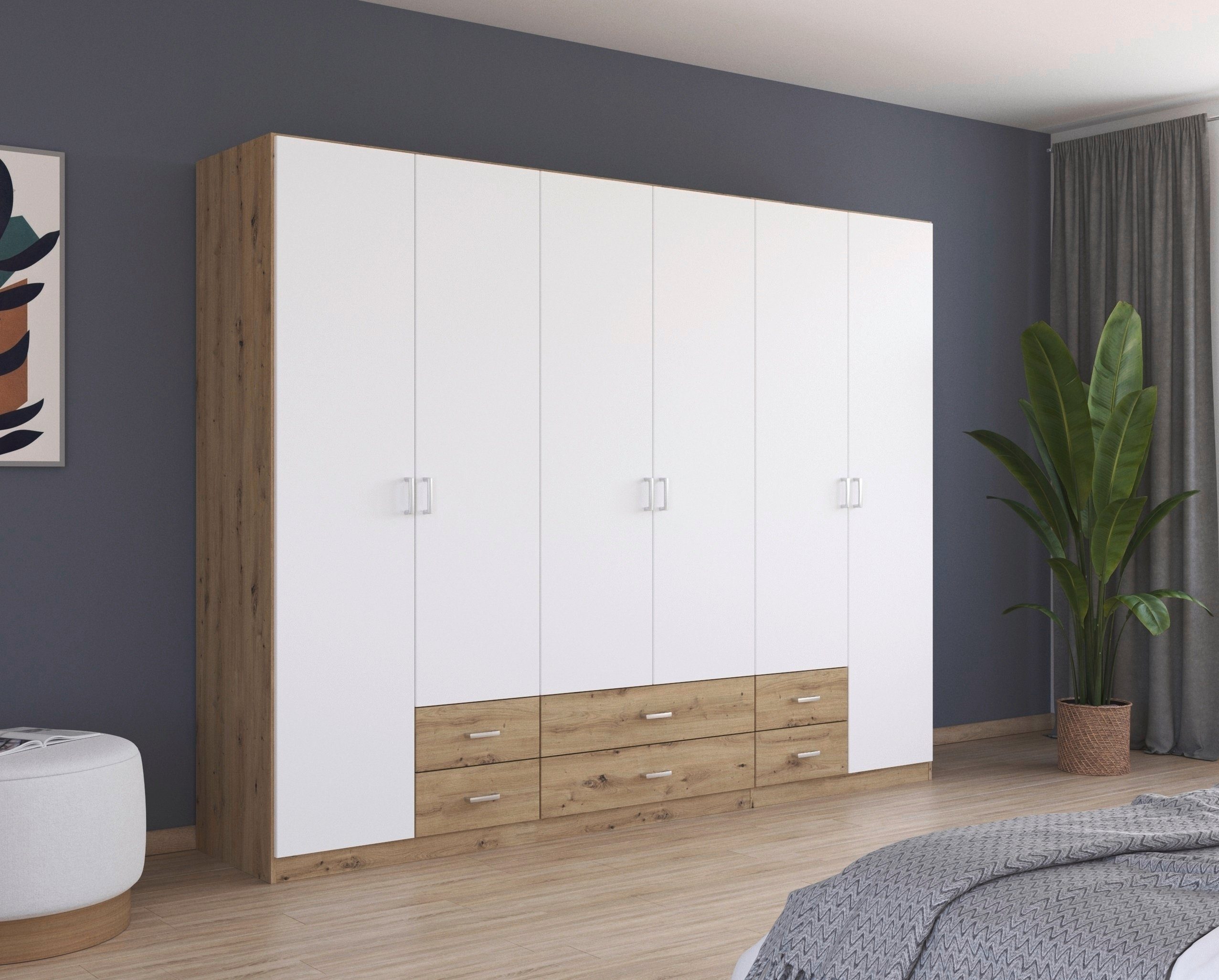 rauch Draaideurkast Kledingkast kast garderobe linnenkast GAMMA in 3 breedtes met 6 lades, in eenvoudig design topseller made in germany