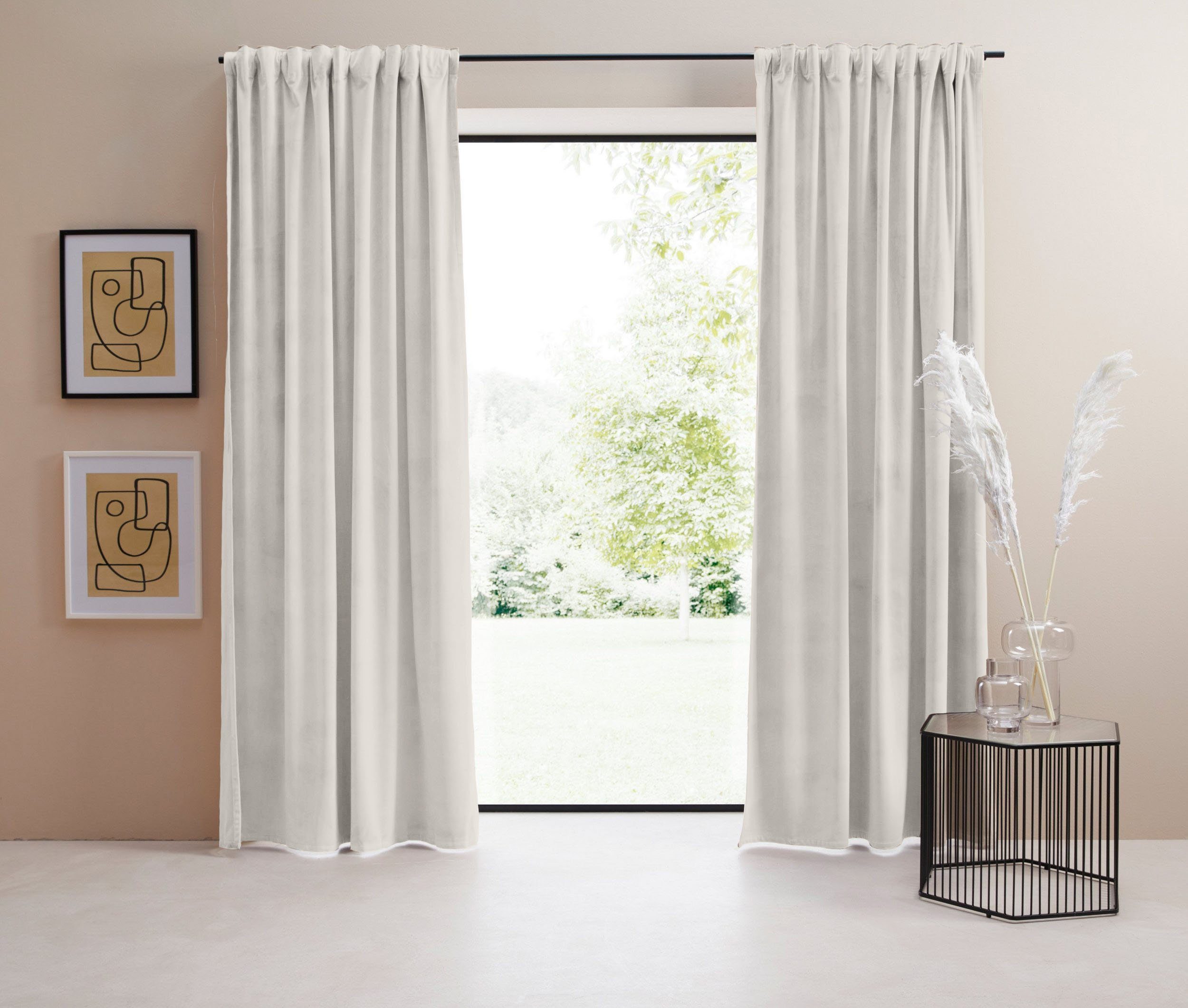 LeGer Home by Lena Gercke Gordijn Fluweel Ladina ondoorzichtig, geweven, verschillende maten, bestseller (1 stuk) kant & klaar gordijnen maat 2 beige