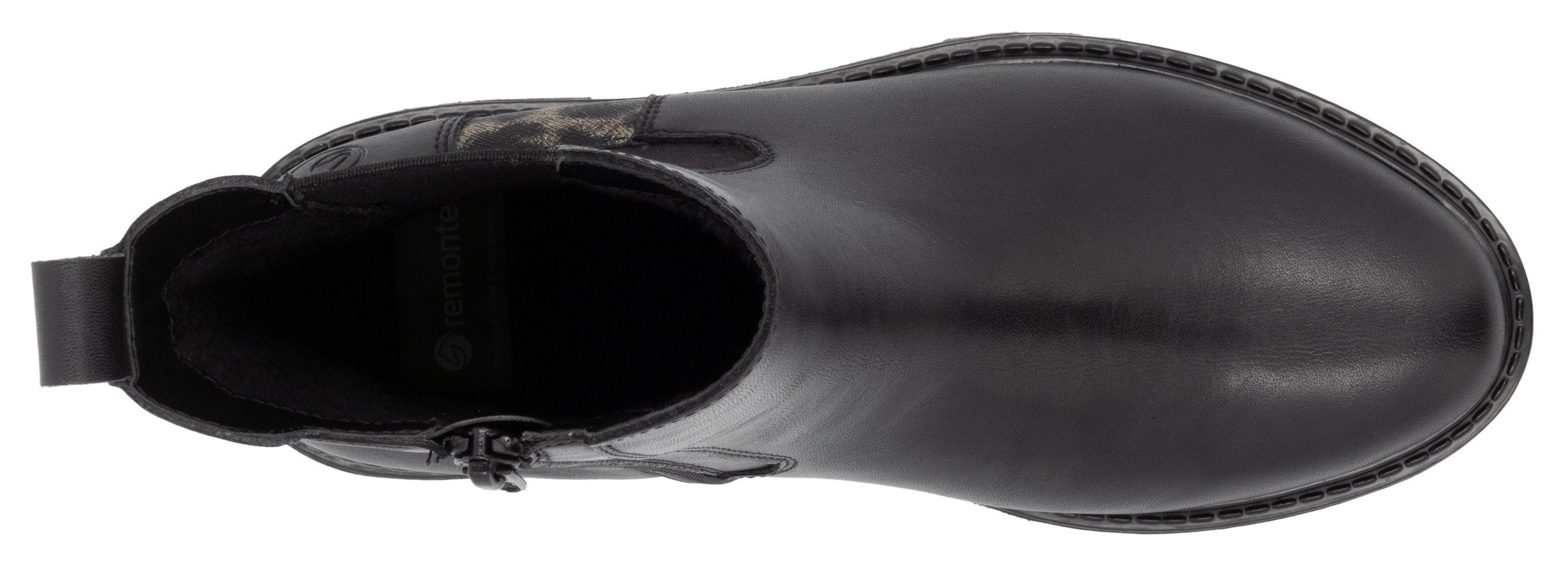 Remonte Chelsea-boots blokhak, laarzen, enkellaars met afwerking in leeuwenlook