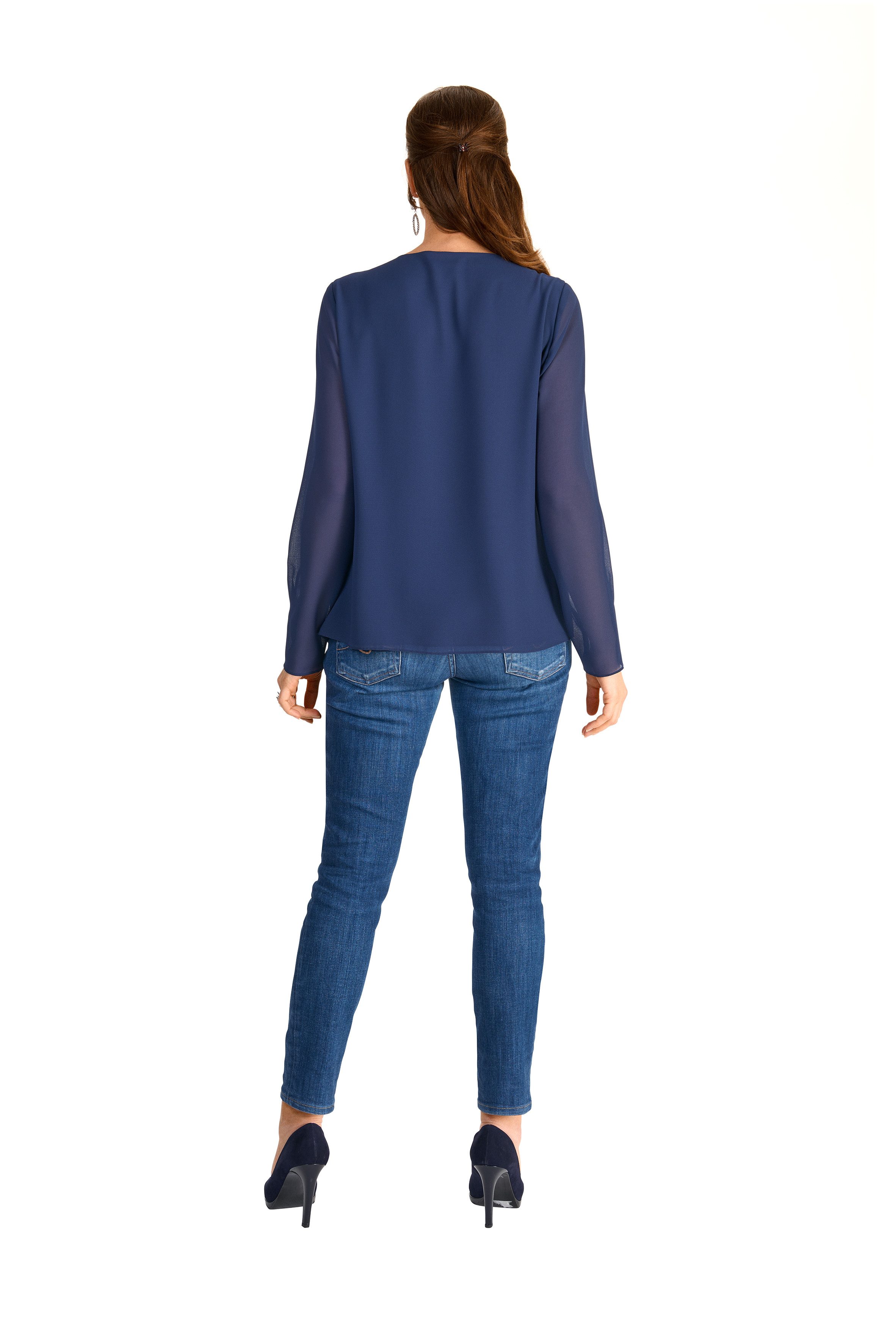 HERMANN LANGE Collection Blouse met lange mouwen met transparante mouwen