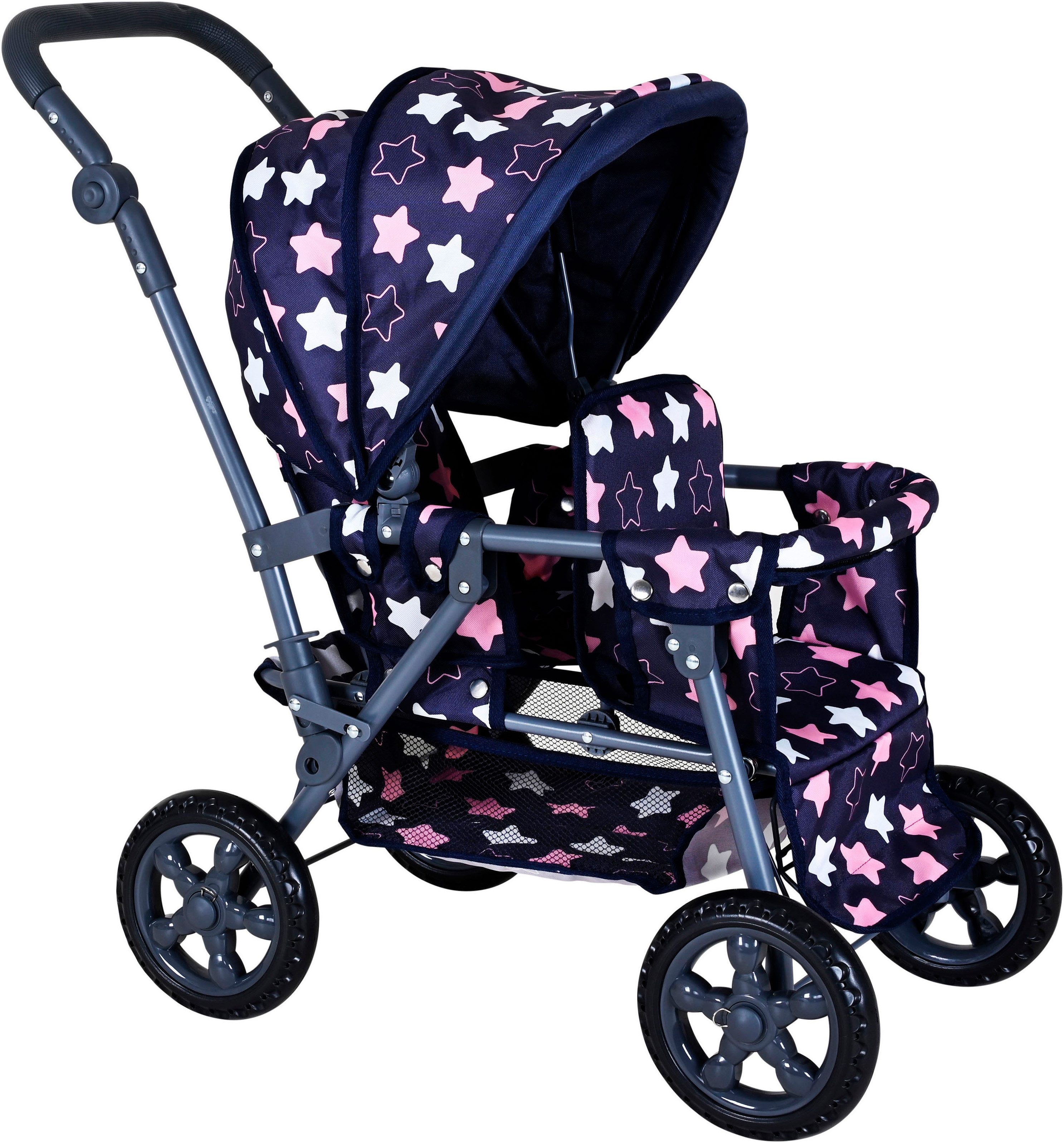 Knorrtoys® Tweelingpoppenwagen Big Twin - star blue pink
