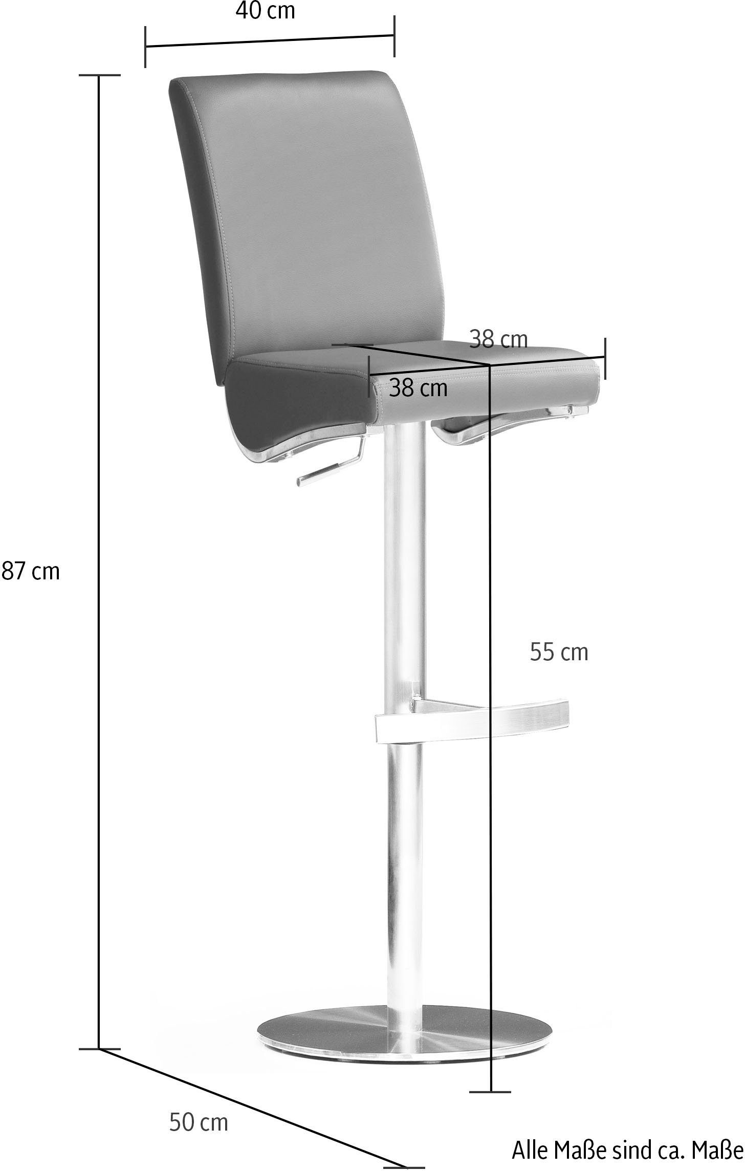 MCA furniture Bistrostoel BARBECOOL met rugleuning, ronde voetplaat, 360° draaibaar, zithoogte van 55-80 cm