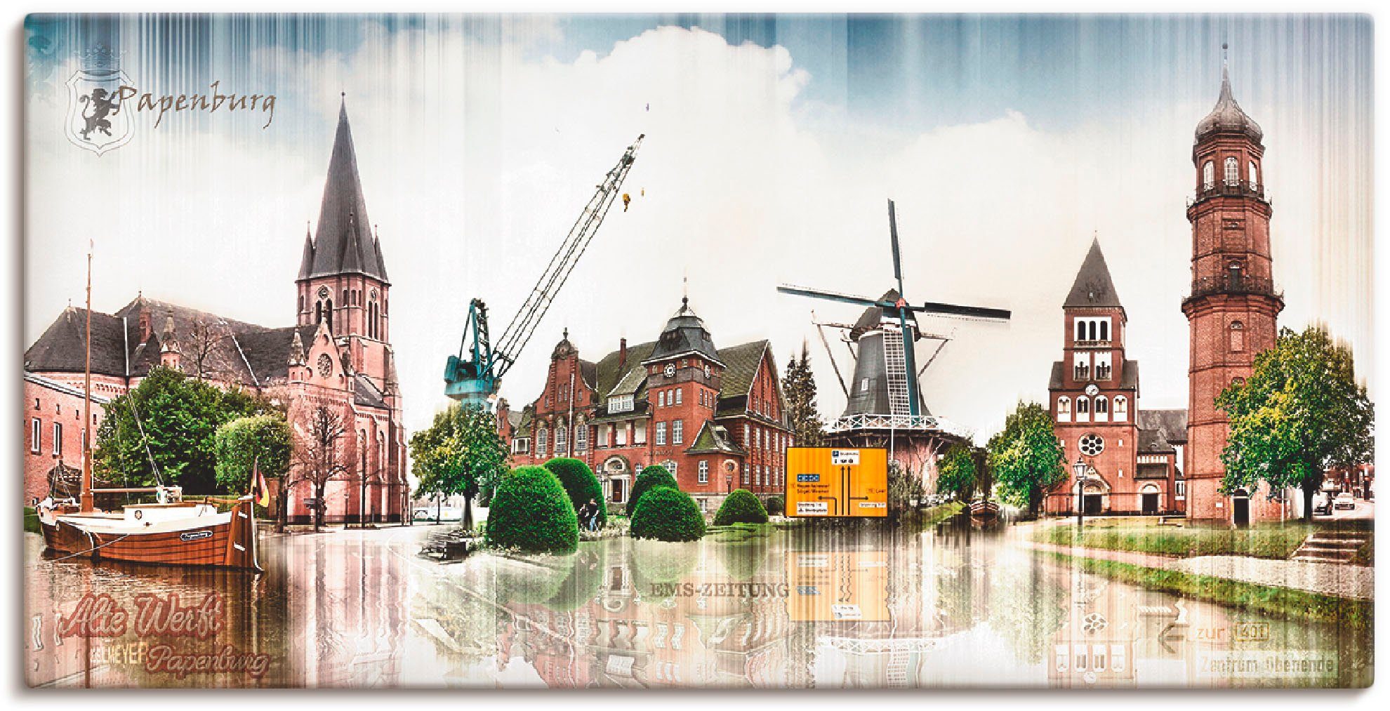 Artland Artprint Papenburg Emsland collage 01 in vele afmetingen & productsoorten -artprint op linnen, poster, muursticker / wandfolie ook geschikt voor de badkamer (1 stuk)