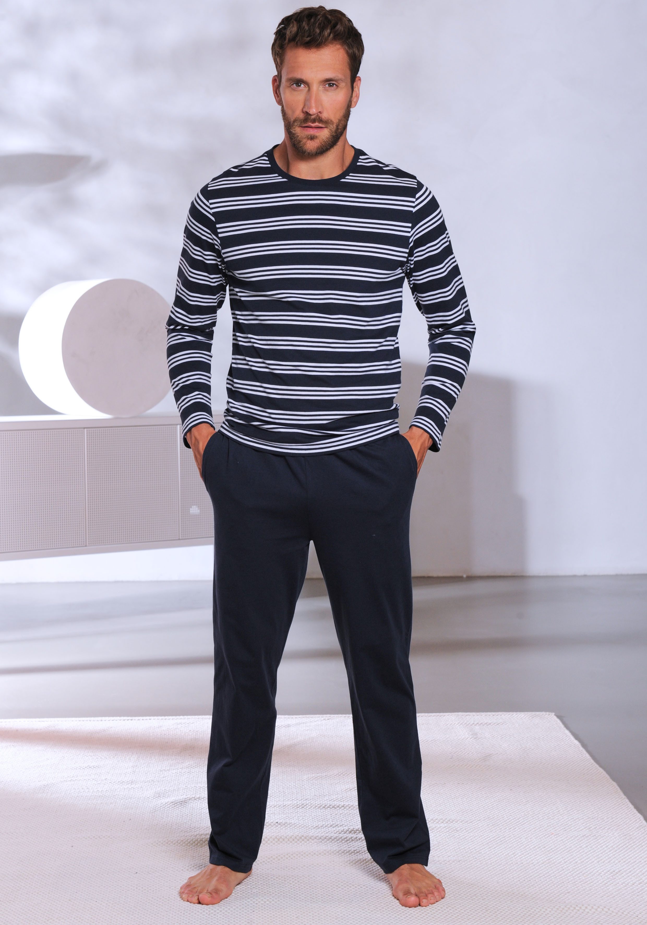 AUTHENTIC LE JOGGER Pyjama Pyjama met gestreepte bovenstukken (4-delig, Set van 2)