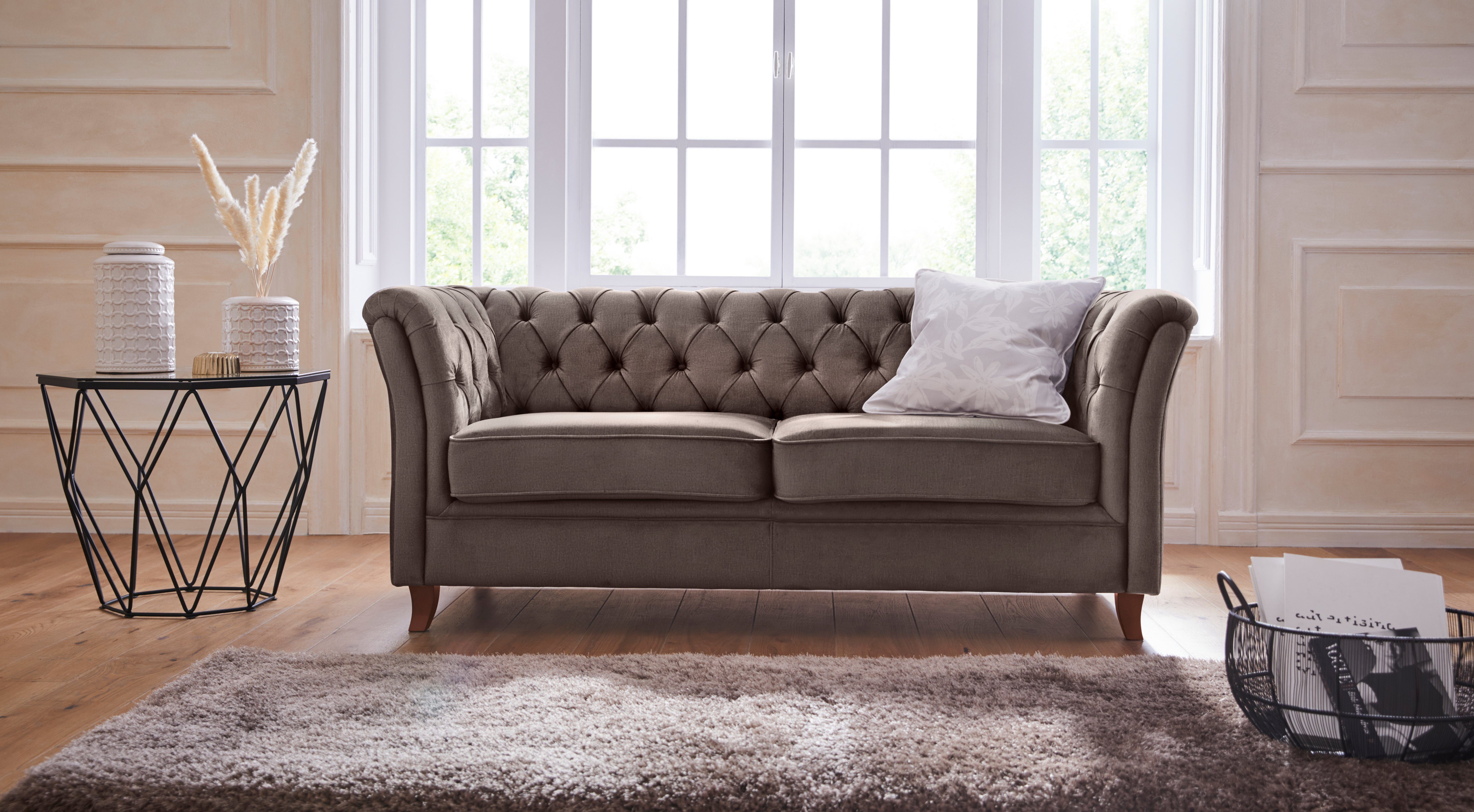 Home affaire Chesterfield-bank Reims met echte chesterfield-capitonnage, uitstekende verwerking bruin, chesterfield banken