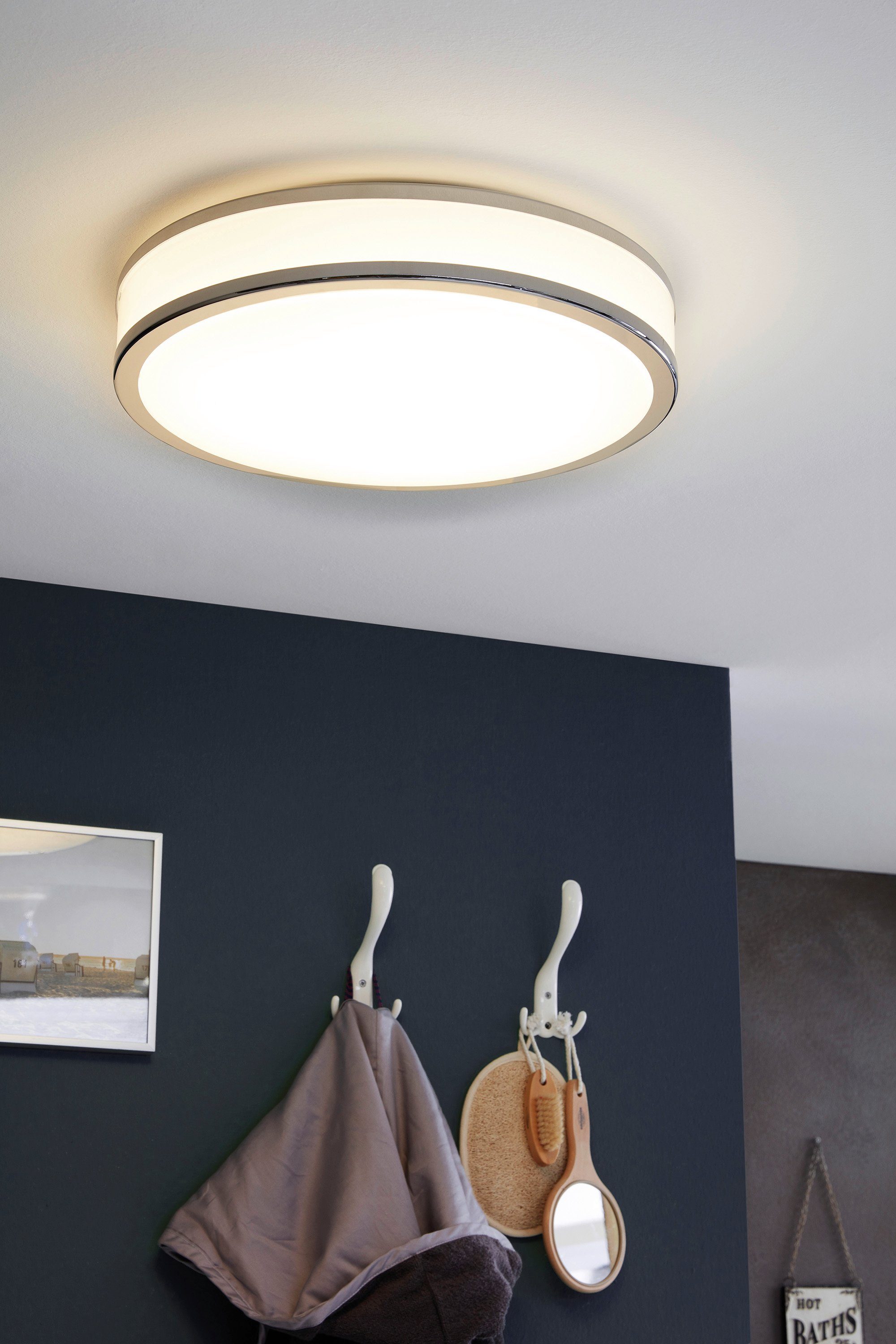 EGLO Plafondlamp PALERMO 2 Plafondlamp, Lamp voor de woonkamer, kleur: chroom, wit, Ø: 28 cm (1 stuk)