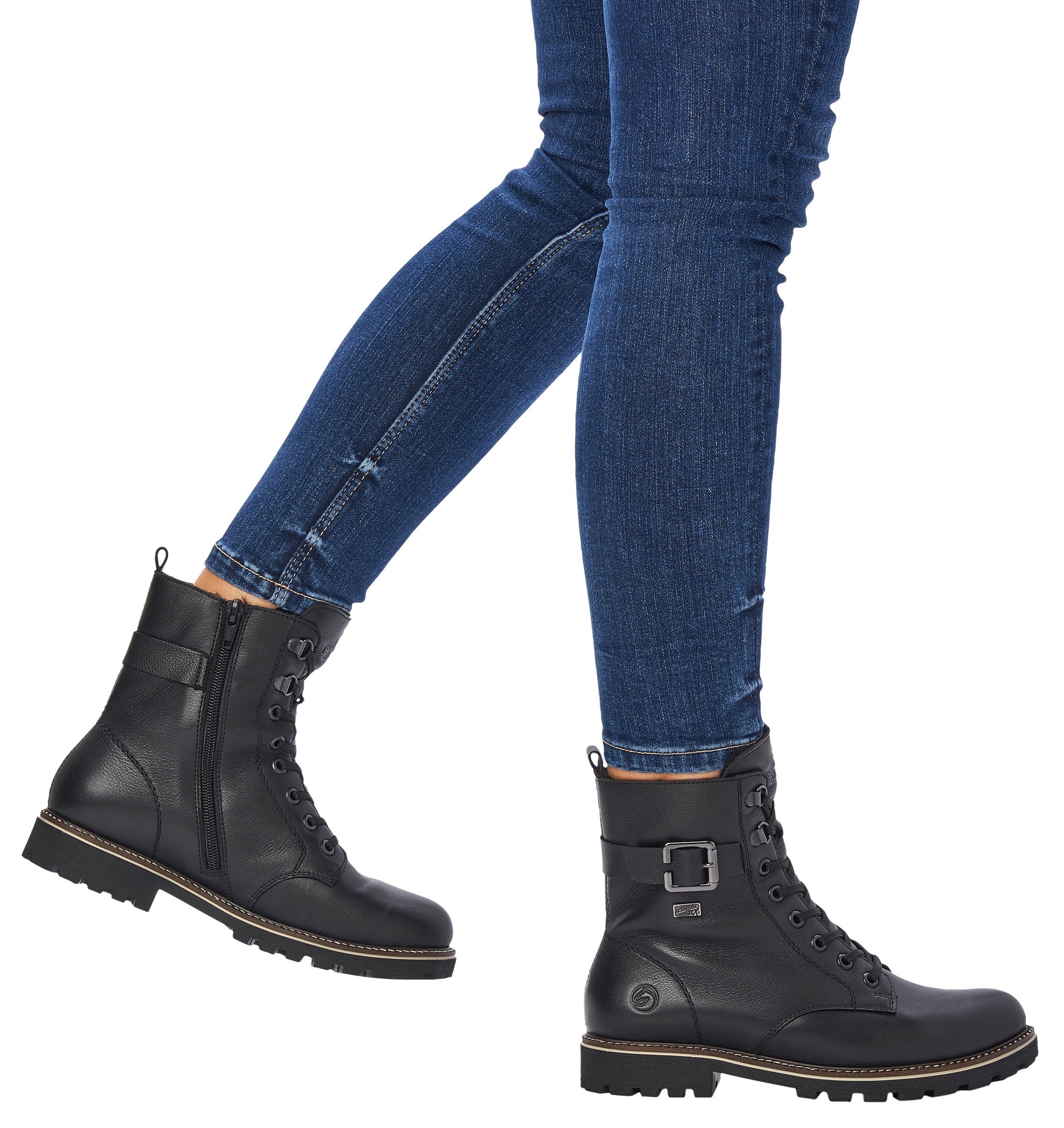 Remonte Winterlaarzen , blokhak, veterschoenen, outdoorschoen met decoratieve gesp