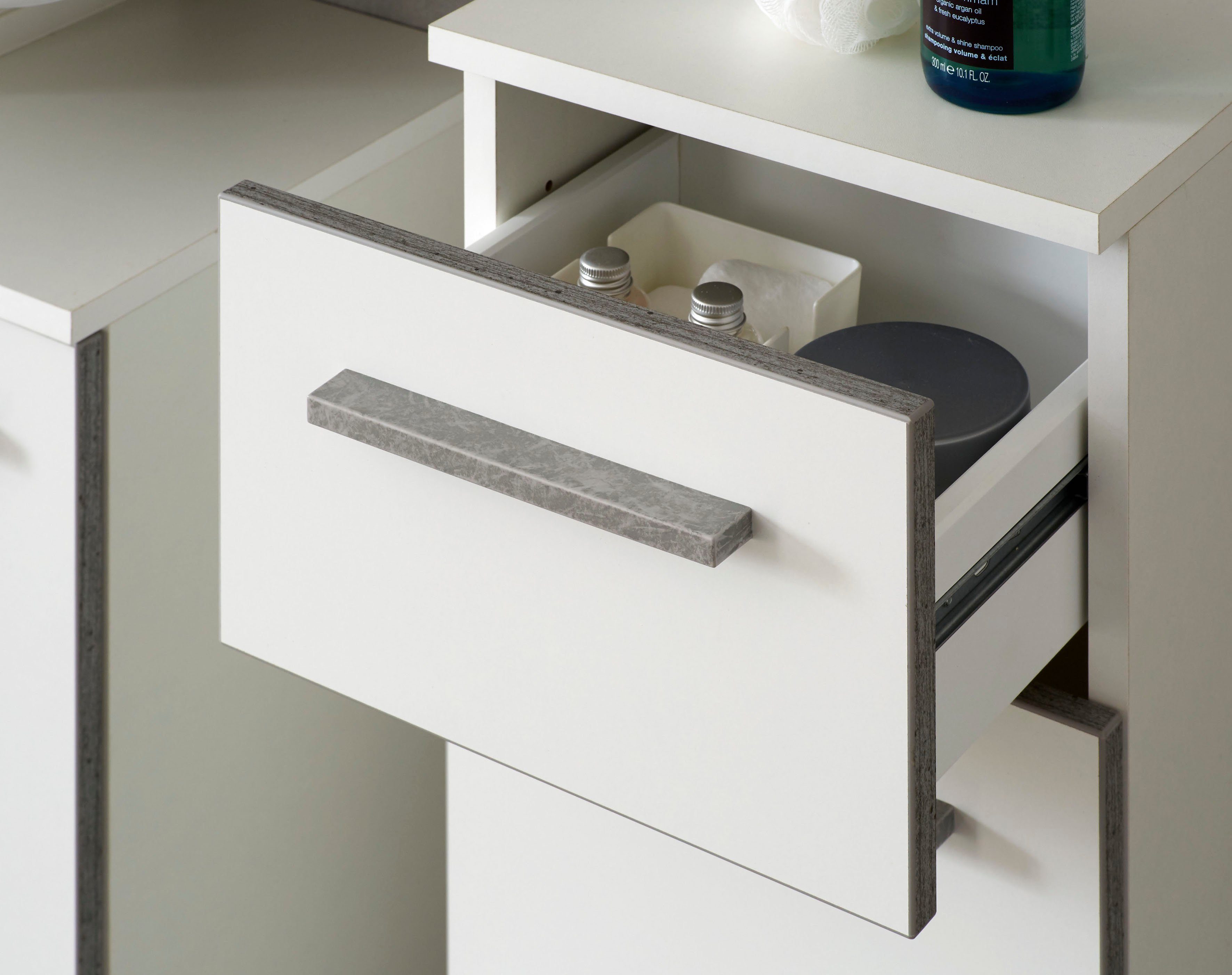 Saphir Onderkast Quickset 953 badkamerkast met 1 deur en 1 lade, 30 cm breed Badkamer onderkast incl. deurdempers, handgrepen in betonlook