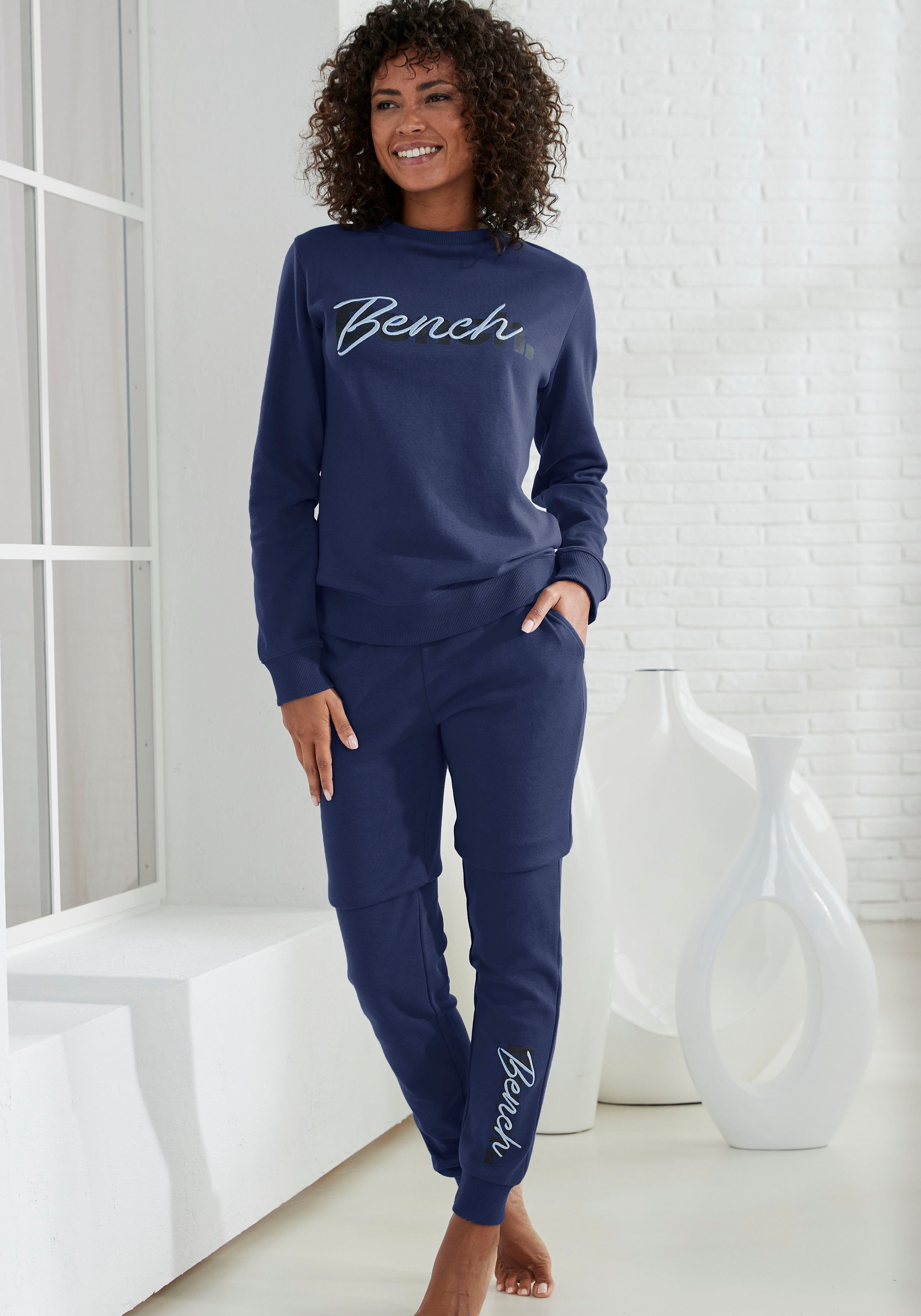Bench. Loungewear Sweatshirt met logoprint en borduurwerk, loungepak