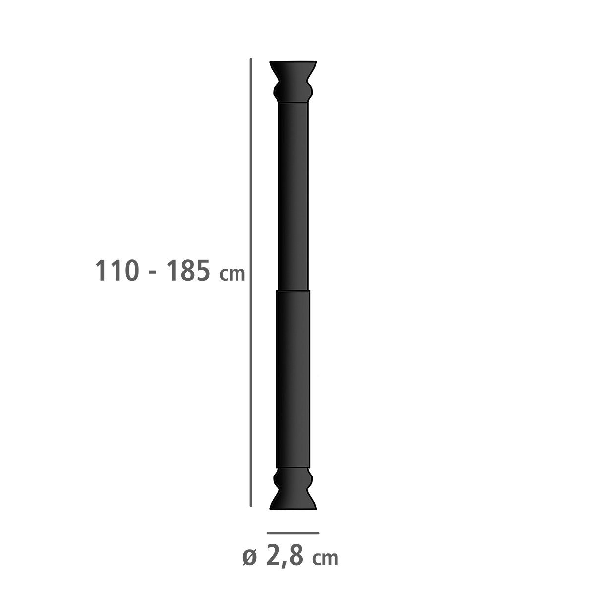 WENKO Douchegordijnstang Zwart Lengte 110-185 cm