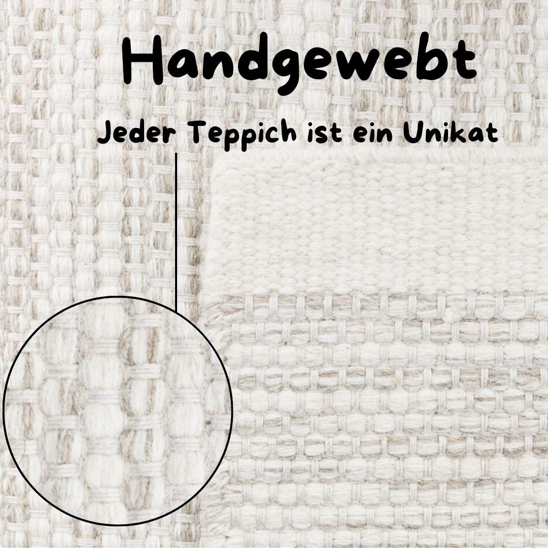 my home Set slaapkamerkleedjes Woolscape Omkeerbaar tapijt, handgeweven kwaliteit, gemêleerd, 100% wol, woonkamer