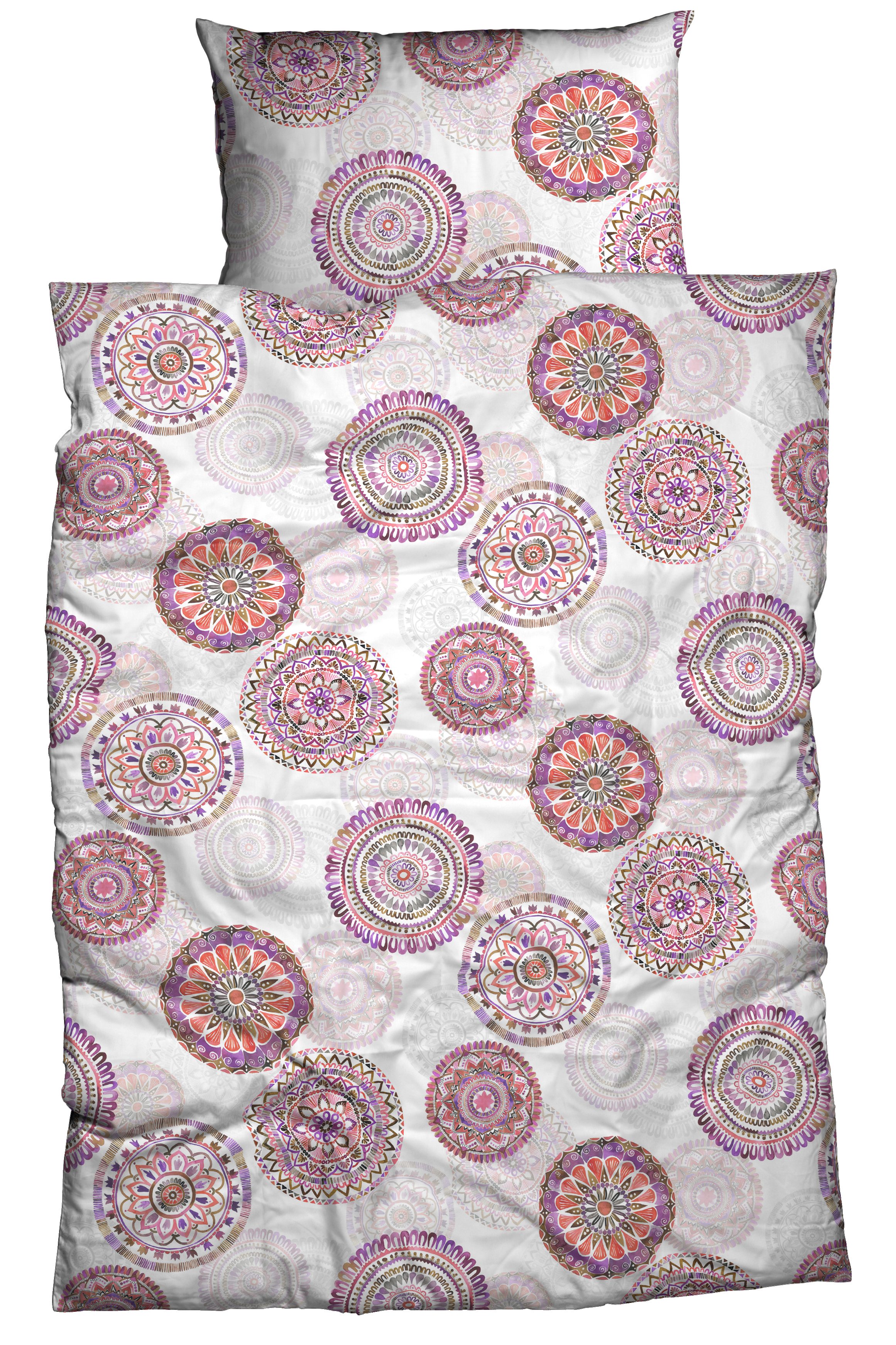 CASATEX Beddengoed Rozette verschillende mandala's, modern ontwerp (2-delig) dekbedovertrekken wit