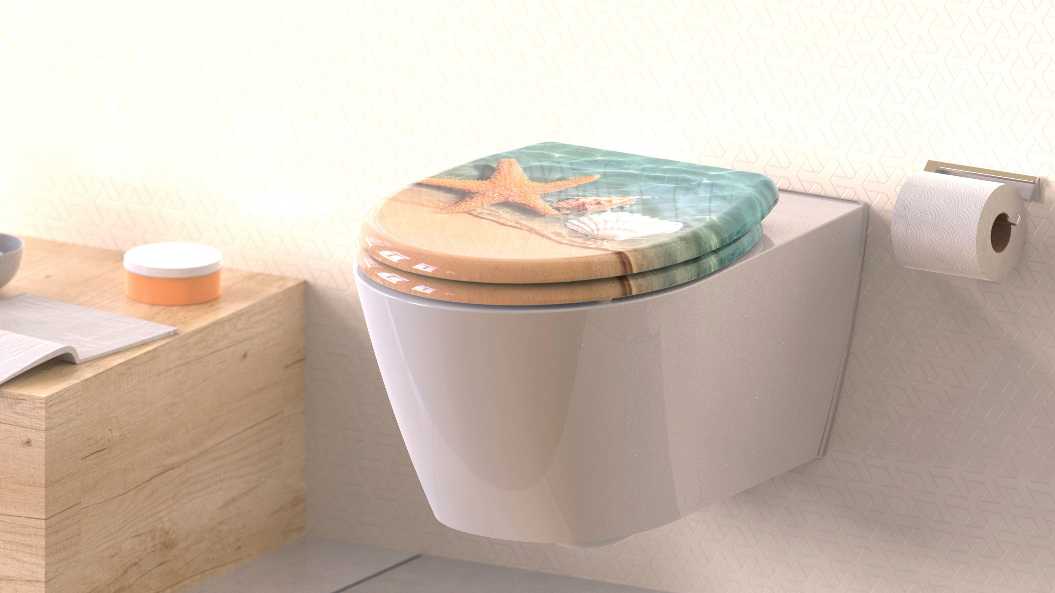 welltime Toiletzitting Zeester afneembaar, softclosemechanisme, breukbestendig, duroplast, snelsluiting