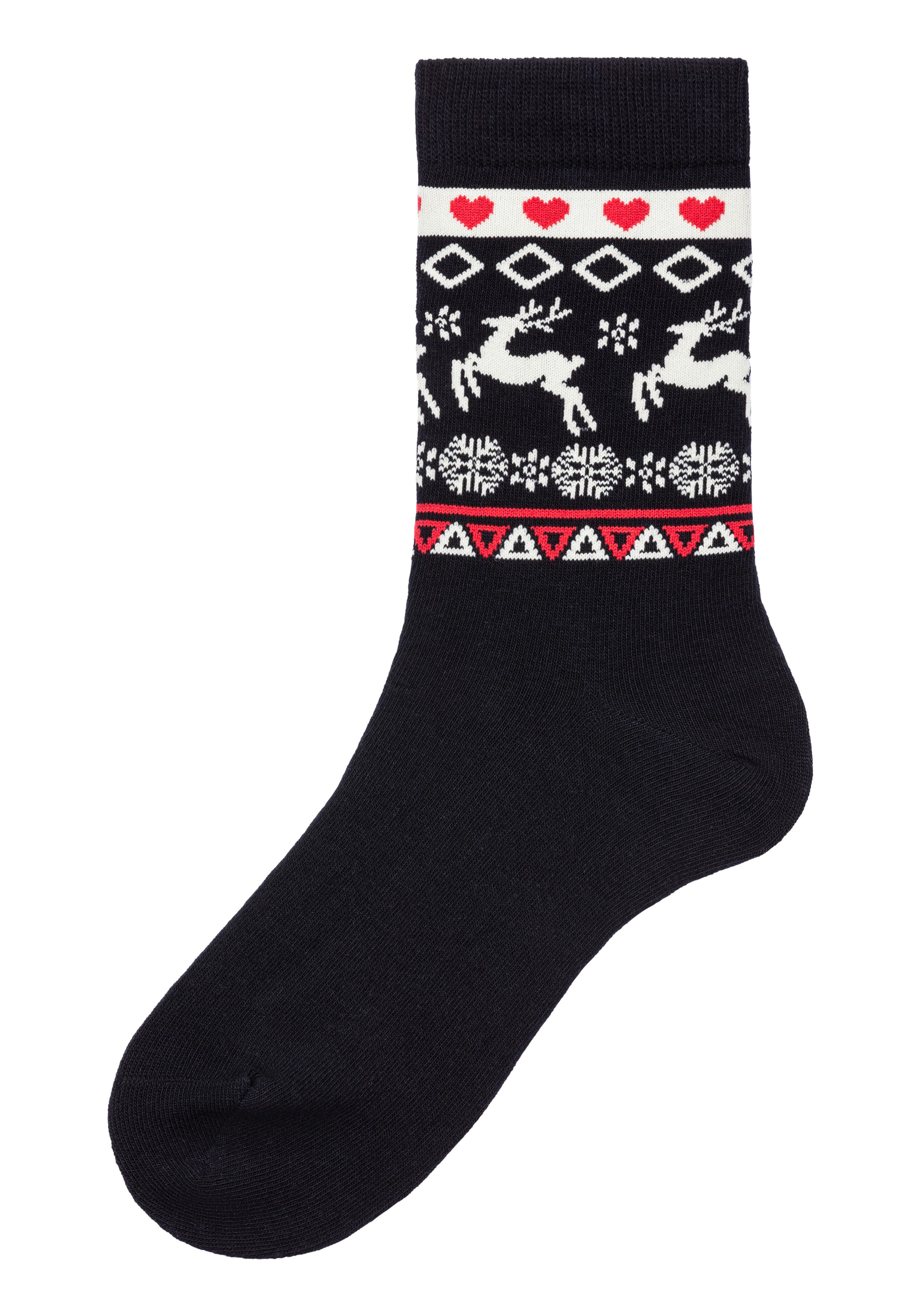 H.I.S Basic sokken met wintermotieven (set 3 paar)