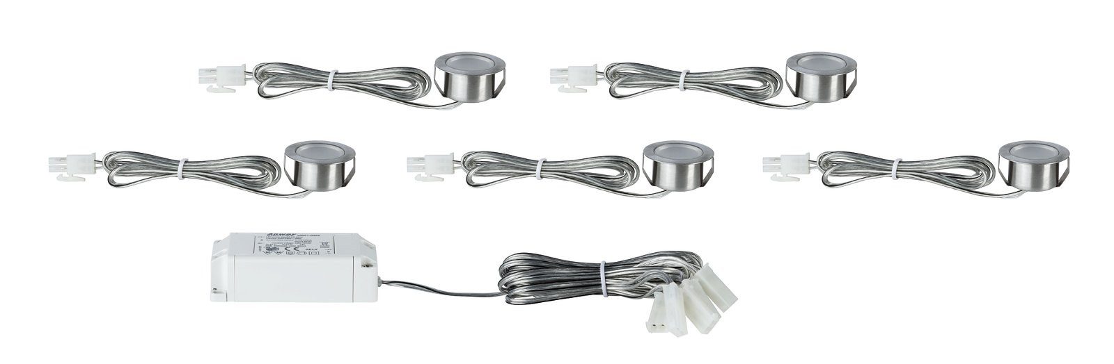 Paulmann Verlichting voor onderkast Mini rond 5x0,4W 2700K 3,6VA 230/12V 35mm IJzer geb/Met (5 stuks)