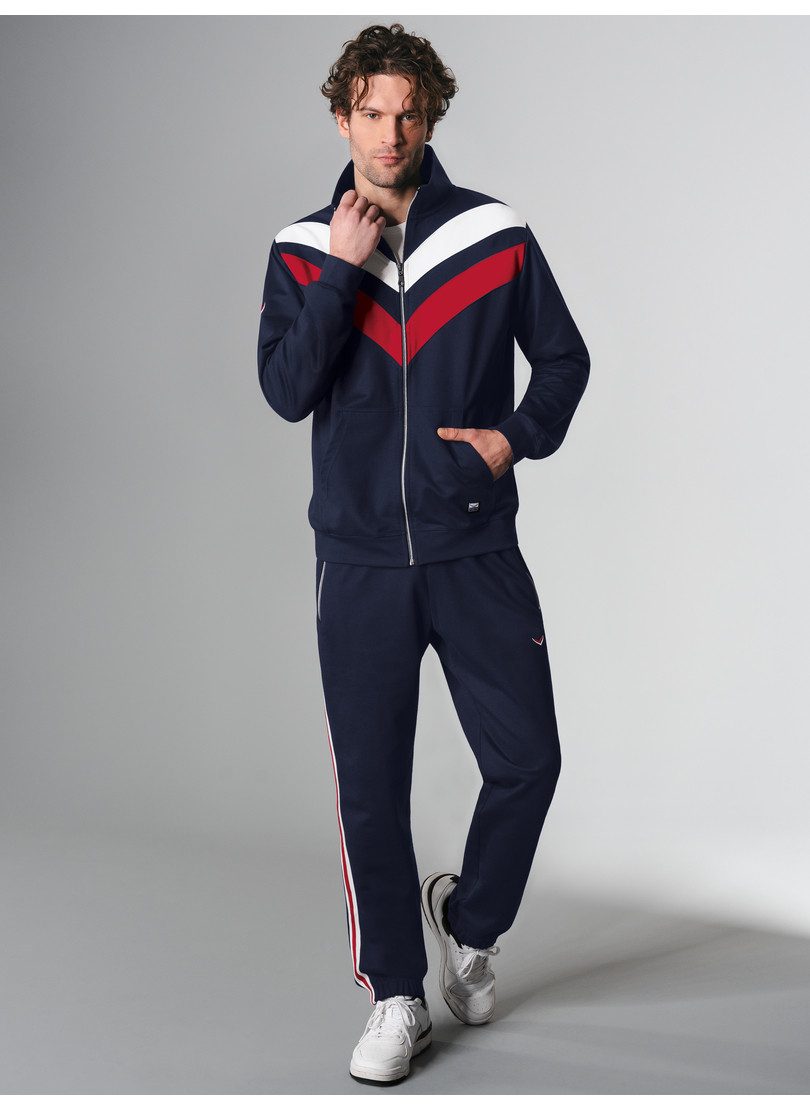 Trigema Vrijetijdscombinatie TRIGEMA joggingpak in sportieve look (1-delig) heren trainingspakken maat M blauw