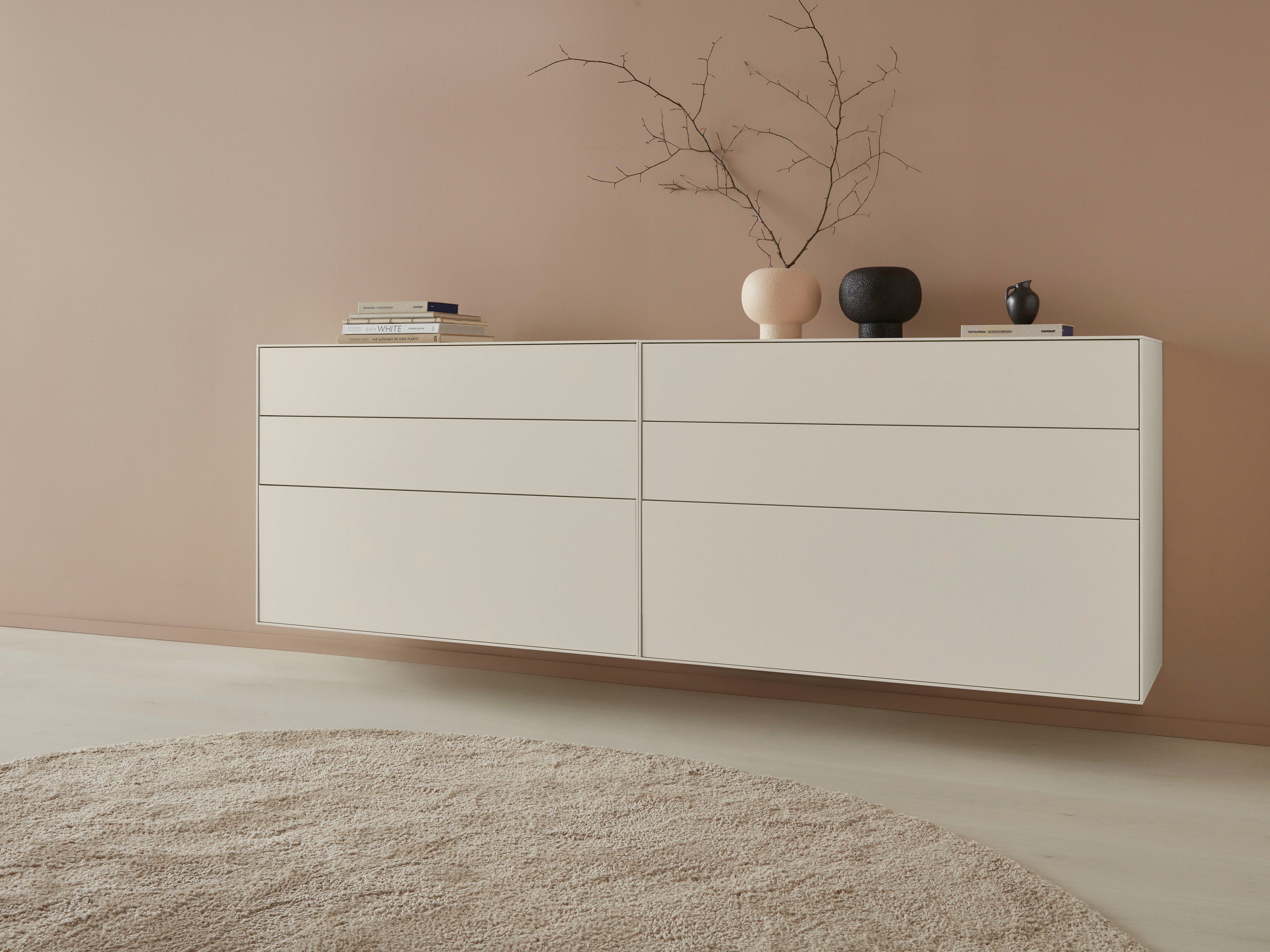 LeGer Home by Lena Gercke Dressoir Essentials Breedte: 224 cm, MDF gelakt, push-to-open-functie (2 stuks) dressoirs grijs
