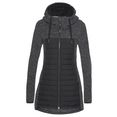 alife and kickin outdoorjack charliak warme lange jas in fleece-downlook-stijl, materialenmix zwart