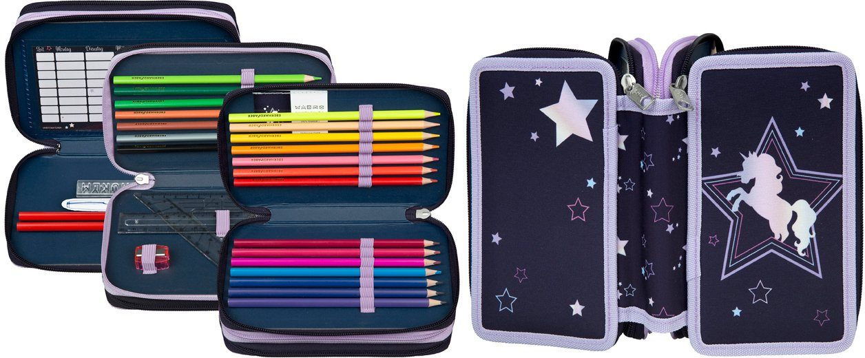 Scooli Etui Tripledecker, Dreamland gevuld, inclusief set vierkant