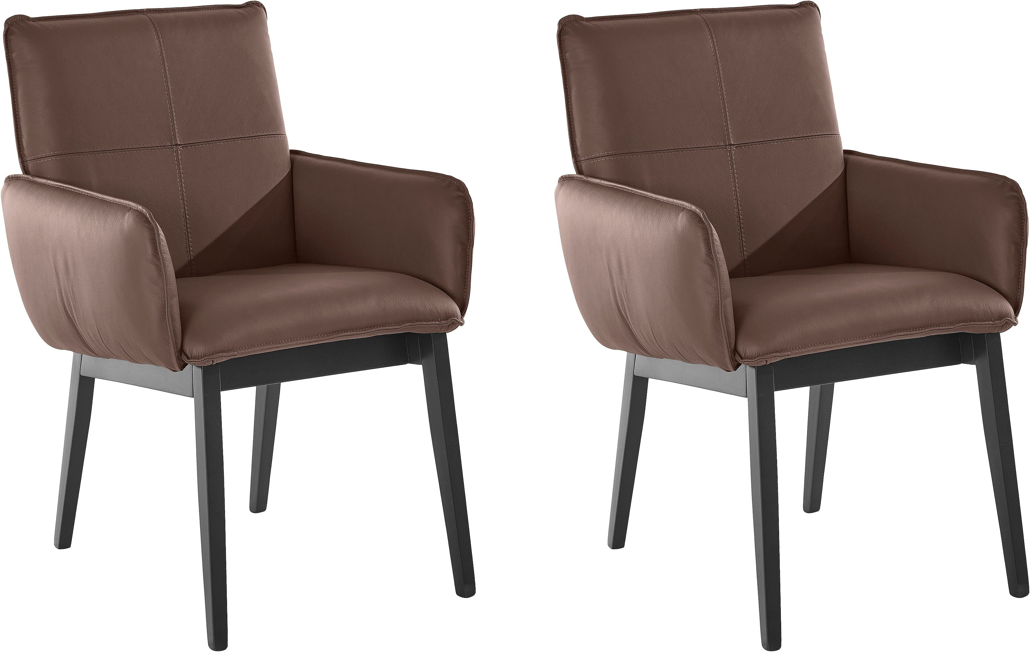 Home affaire Stoel met armleuningen Model 6 Bekleding van microvezel of leer, frame is beuken in zwart gelakt (2 stuks)