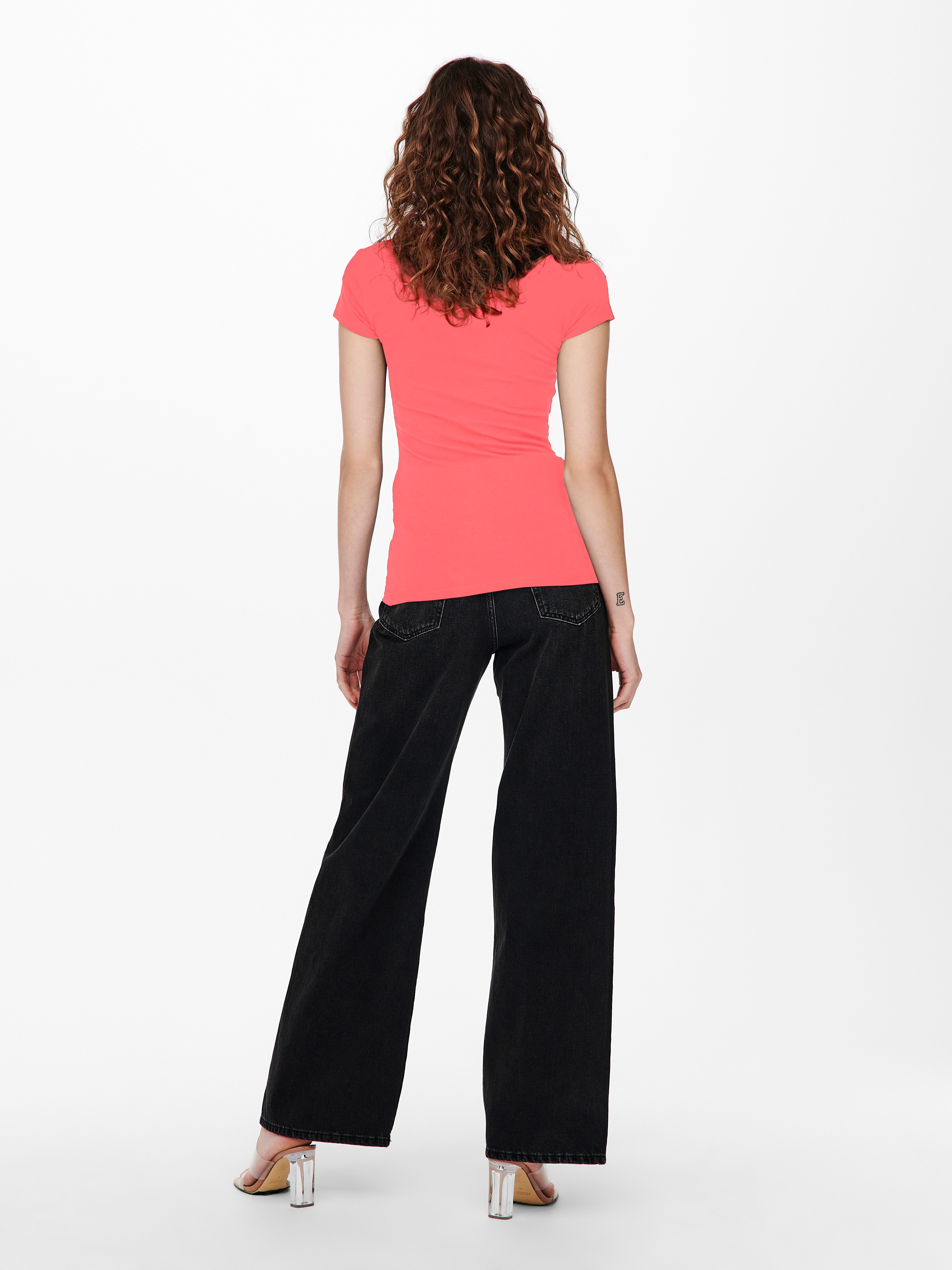 Only Shirt met ronde hals ONLLIVELOVE LIFE S/S O-NECK TOP (2-delig, Set van 2)
