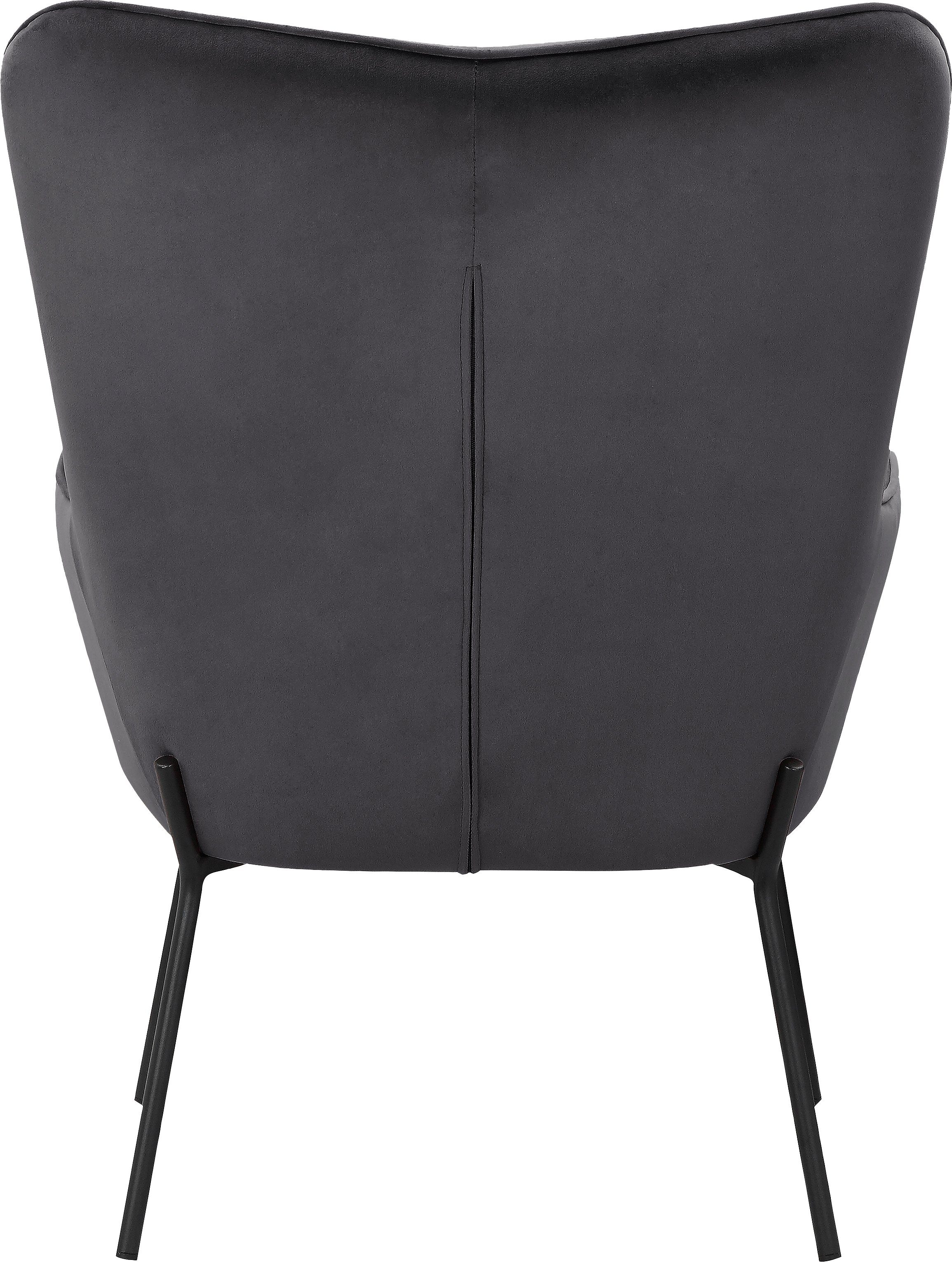 OTTO products Loungestoel Luukas, ovale stoel met metalen poten Stof gerecycled polyester, zacht verdikte zitting en rugleuning, zithoogte 46 cm (1 stuk)