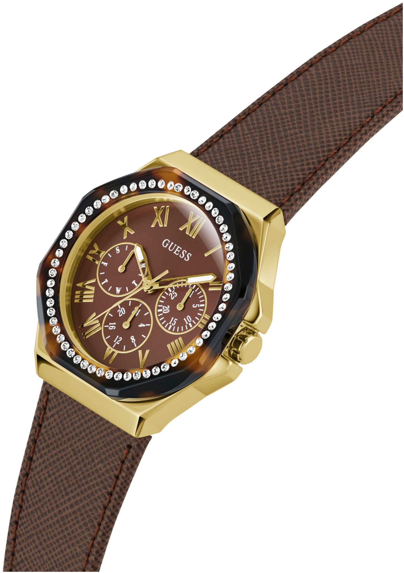 Guess Multifunctioneel horloge Glaze Quartzhorloge, horloge, damenuur, datum, 12/24-uurs weergave, analoog