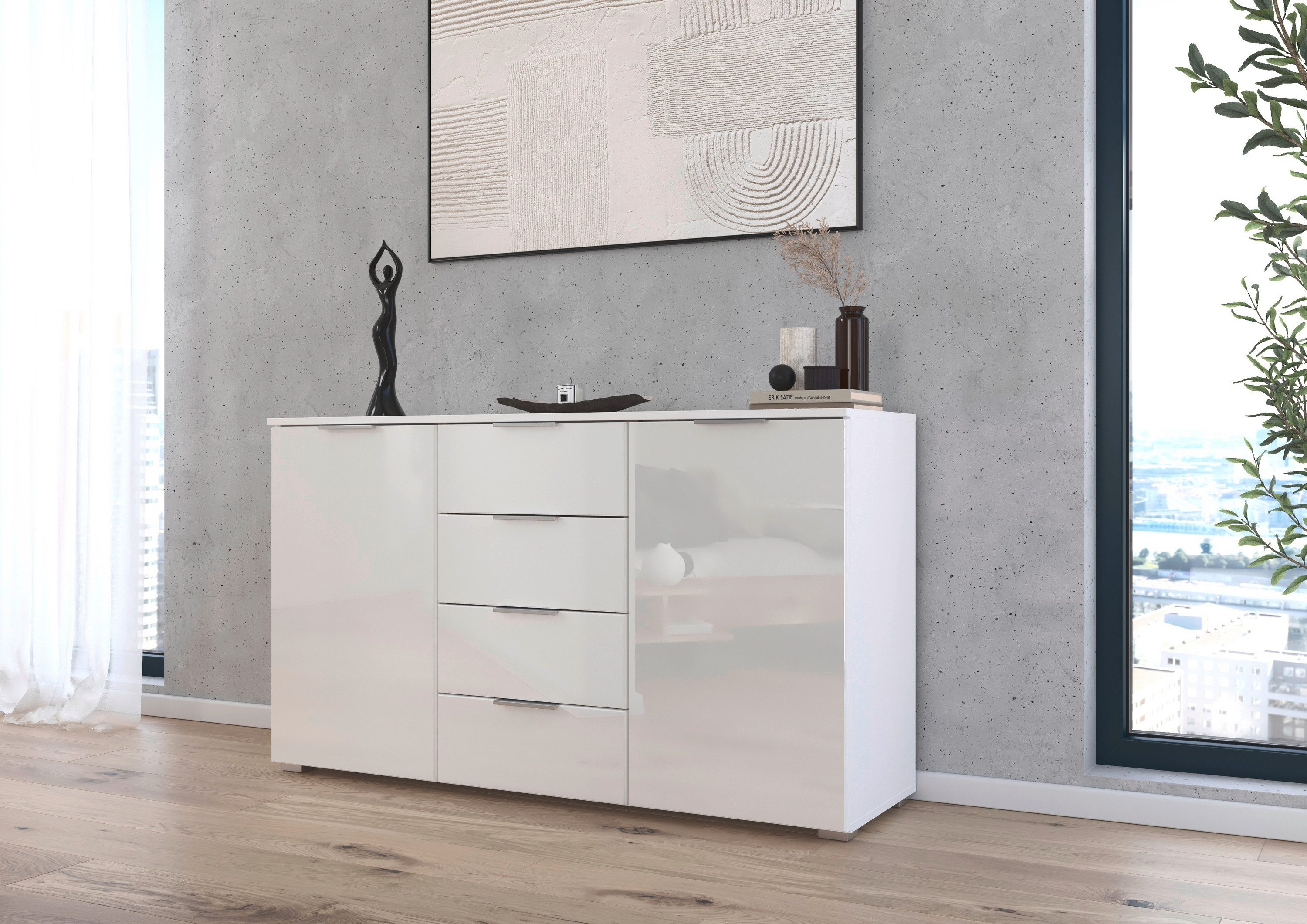 rauch Kast met laden en deuren Dressoir kast met laden en deuren ladekast AGORDO met glazen front
