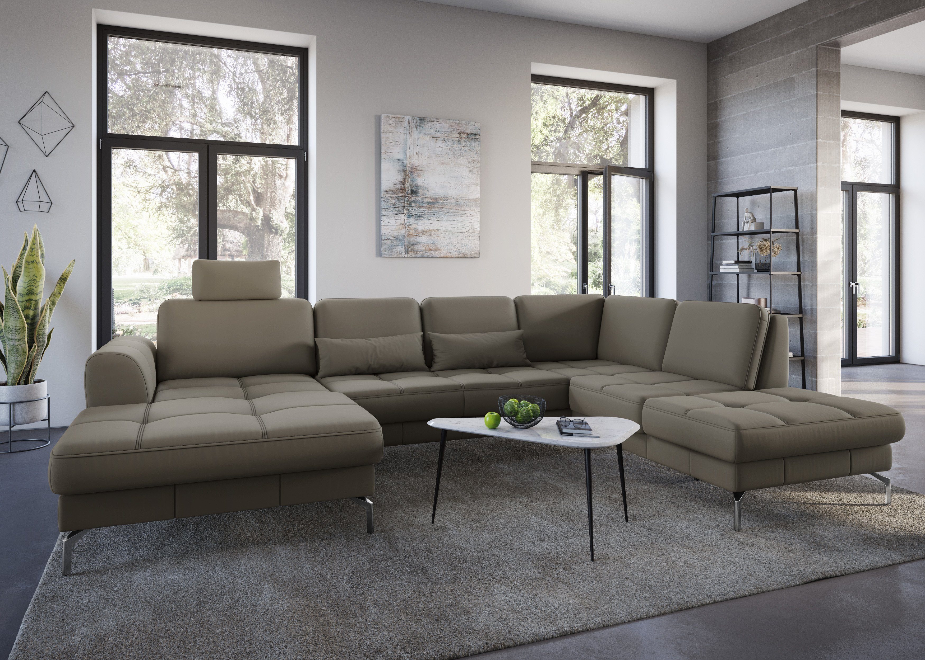 sit&more Zithoek Bendigo U-vorm inclusief zitdiepteverstelling, bodemvrijheid 15 cm, in 2 pootkleuren