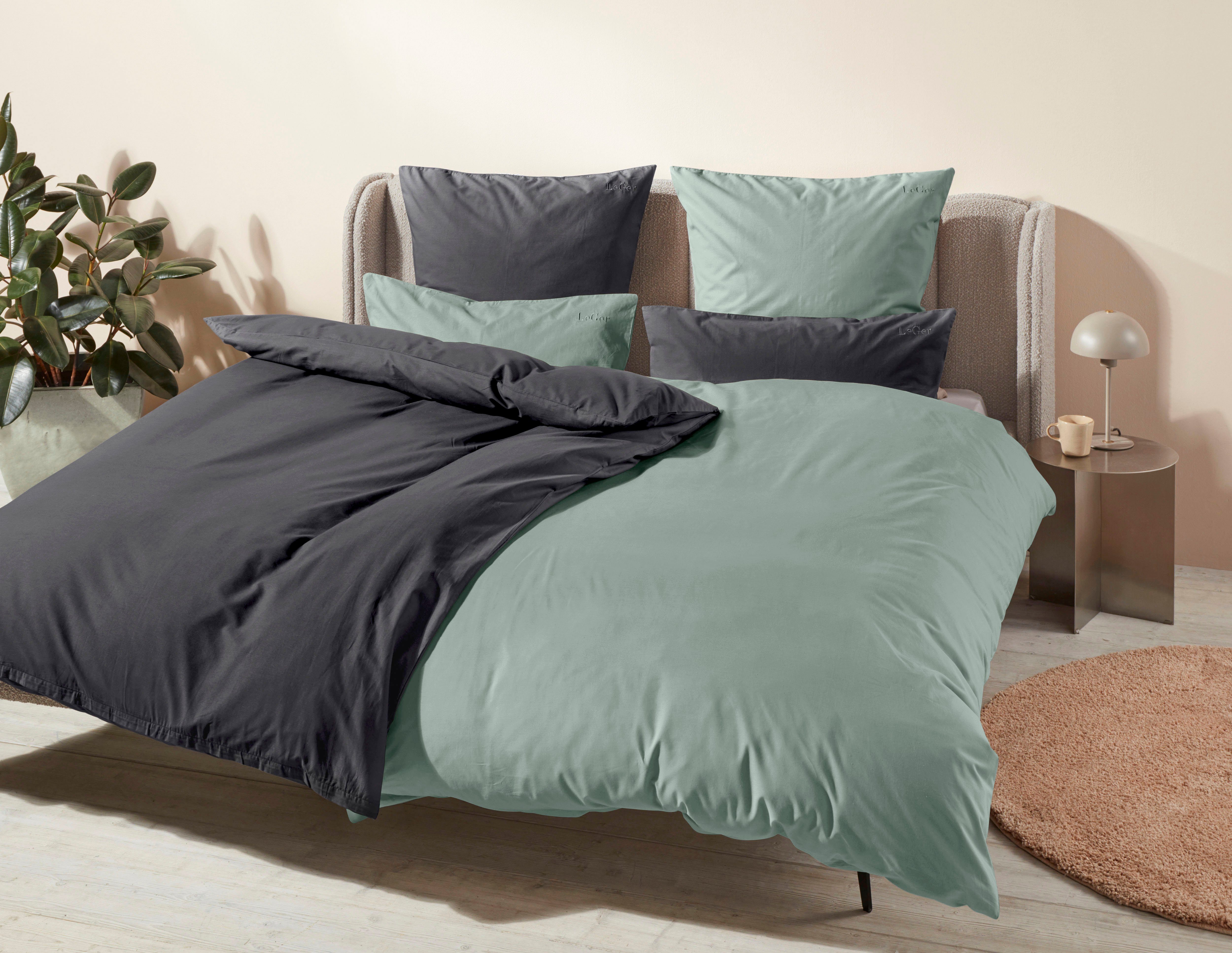 LeGer Home by Lena Gercke Beddengoed Anisa in maat 135x200, 155x220 cm of 200x200 Dekbedovertrek van katoen, unikleurige dekbedovertrek met ritssluiting