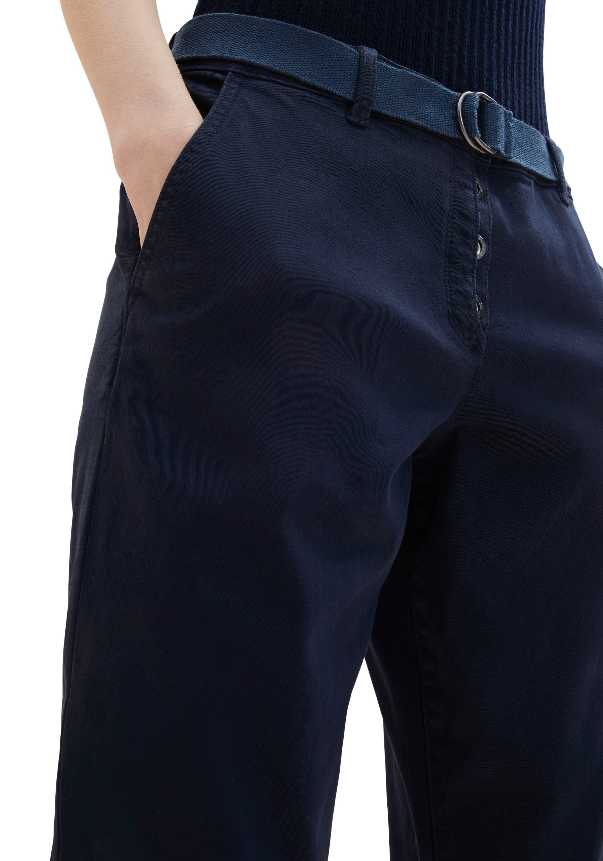 Tom Tailor 7/8-broek met riem en half verborgen knoopsluiting (set, 2-delig, Inclusief ceintuur)