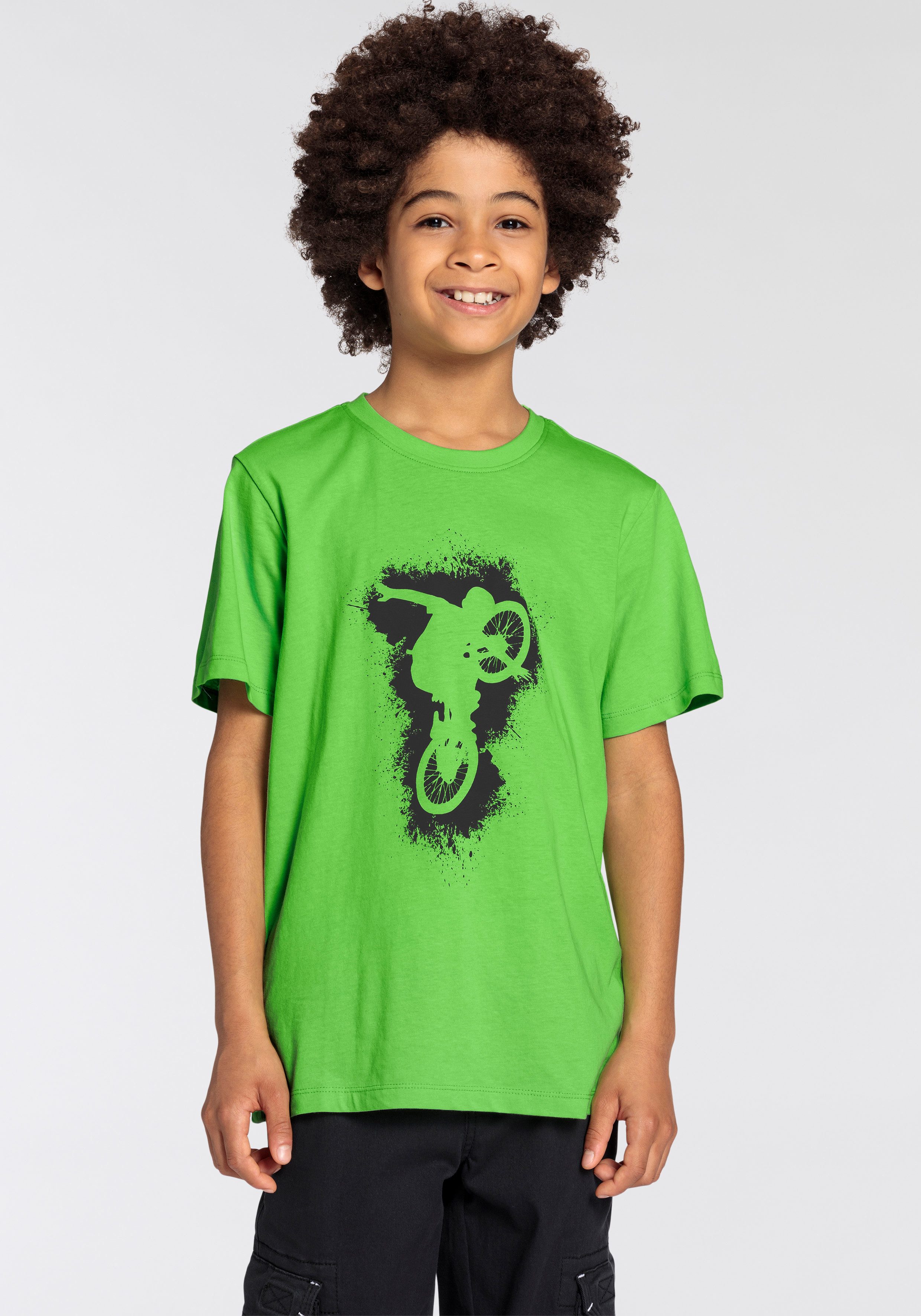 KIDSWORLD T-shirt Voor jongens Korte mouwen, basic pasvorm, met stijlvolle print, ronde hals